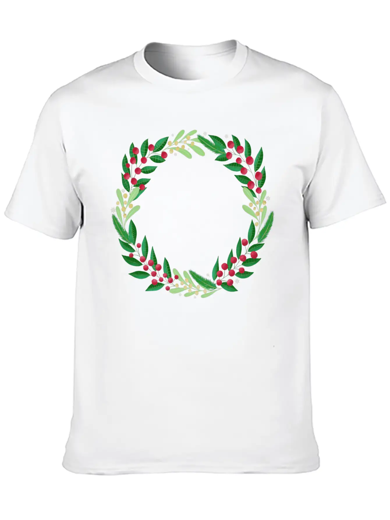 Winter Wreath Timeless Short Sleeve Tee – Comfy And Minimalist Design