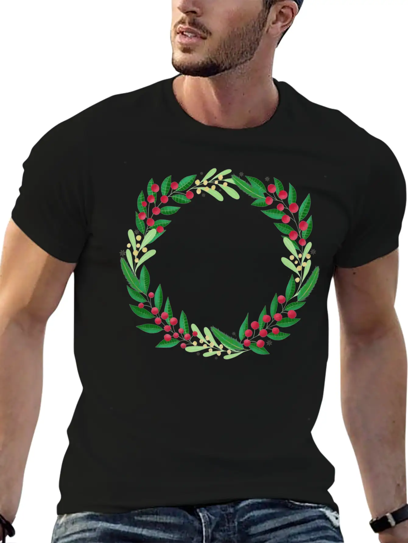 Winter Wreath Timeless Short Sleeve Tee – Comfy And Minimalist Design