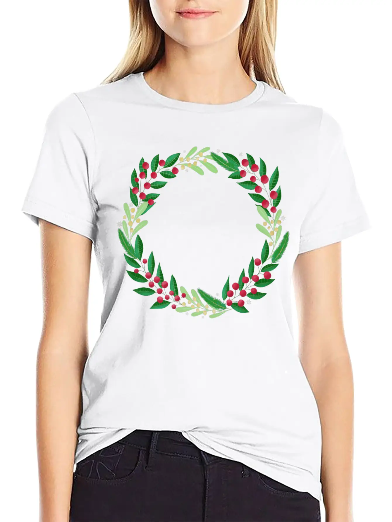 Winter Wreath Timeless Short Sleeve Tee – Comfy And Minimalist Design