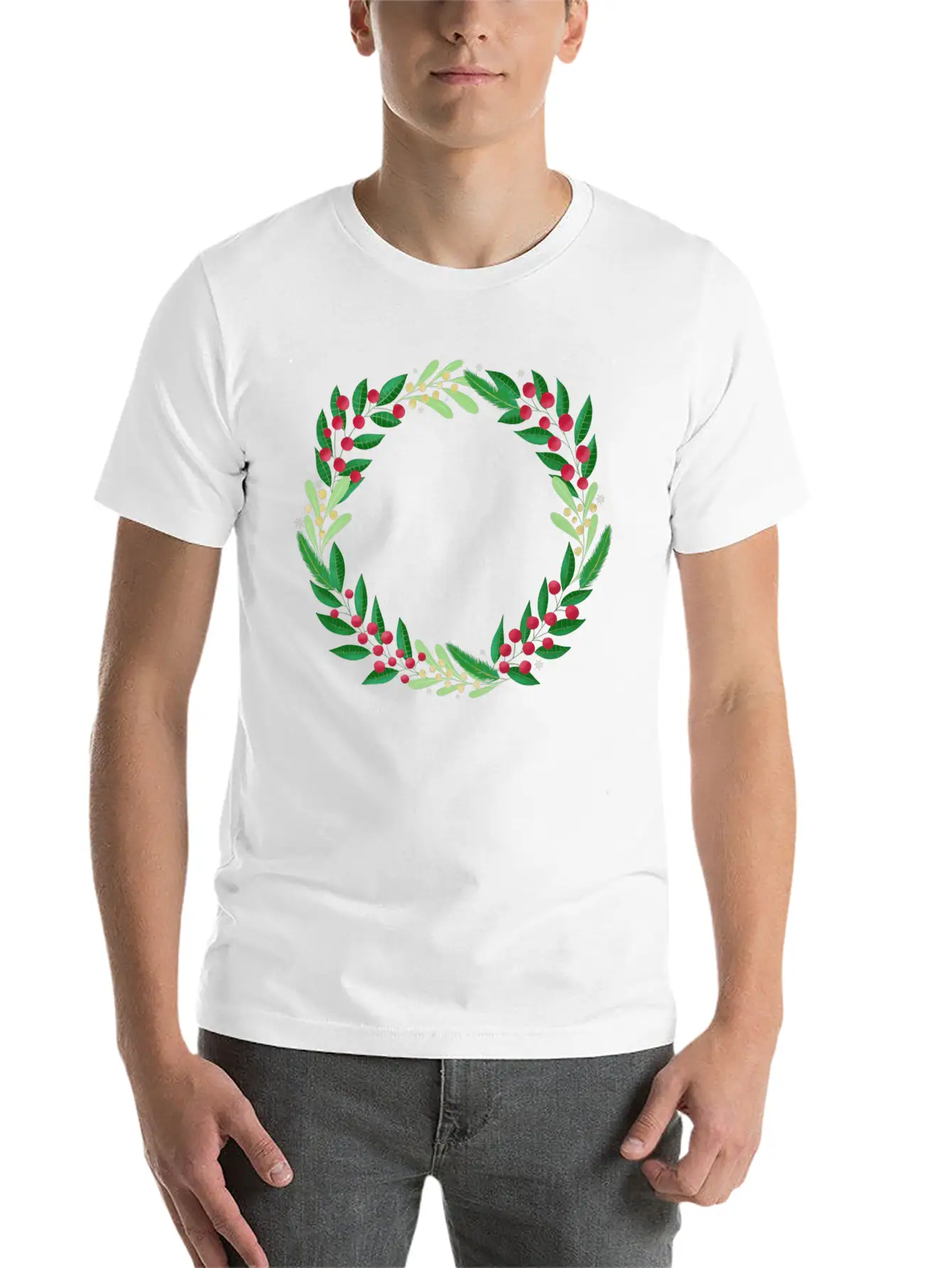 Winter Wreath Timeless Short Sleeve Tee – Comfy And Minimalist Design