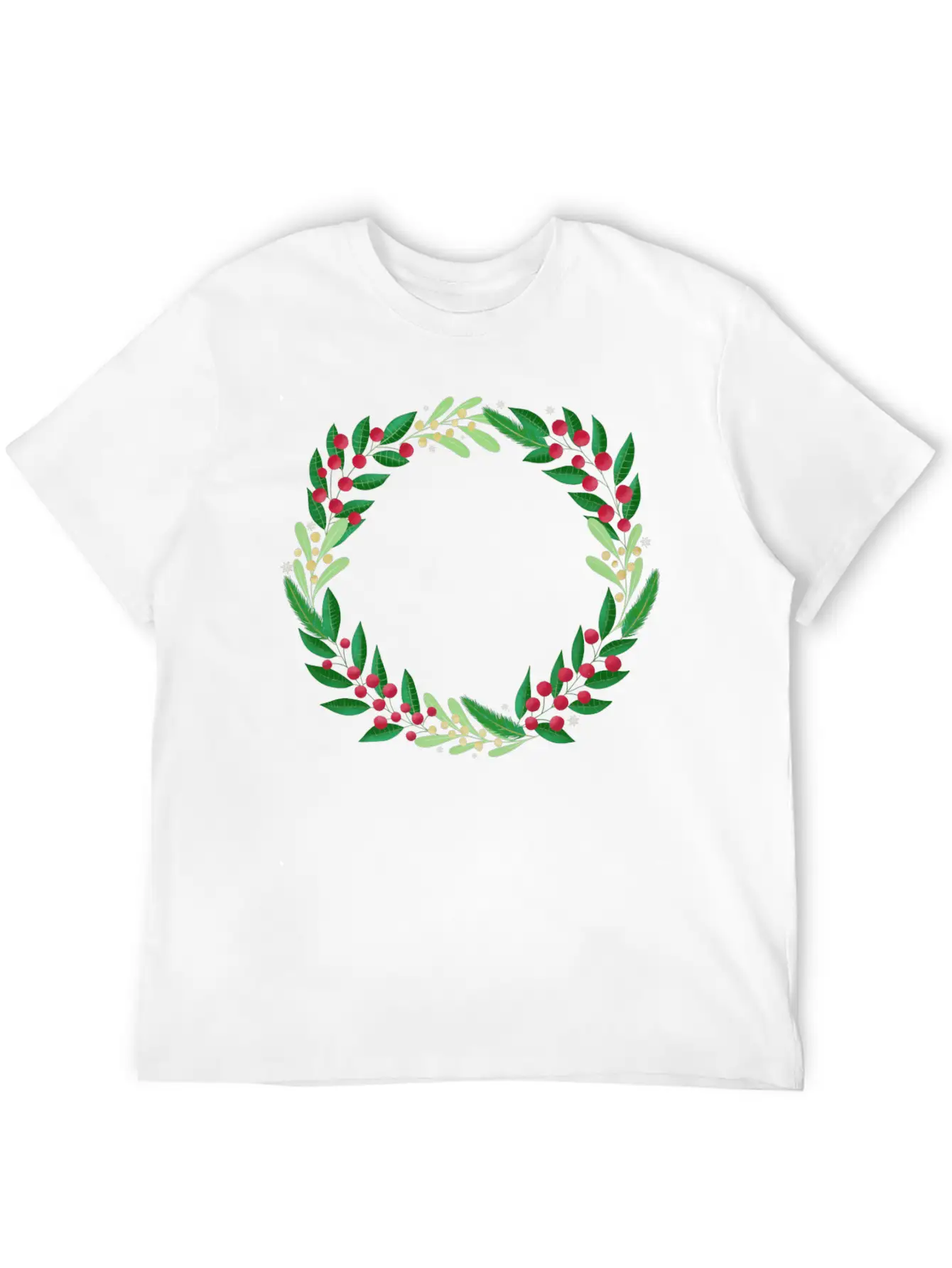 Winter Wreath Timeless Short Sleeve Tee – Comfy And Minimalist Design