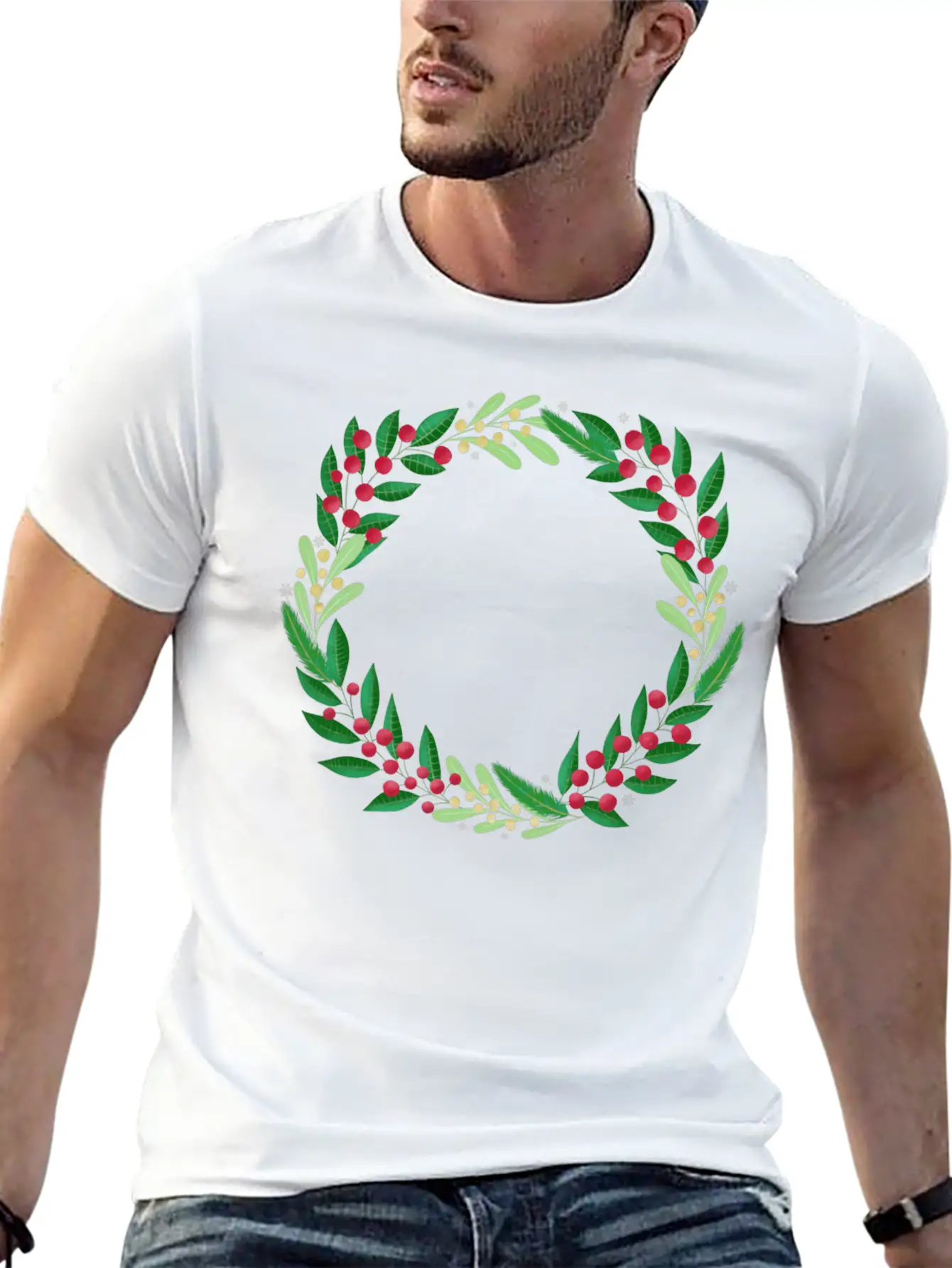 Winter Wreath Timeless Short Sleeve Tee – Comfy And Minimalist Design