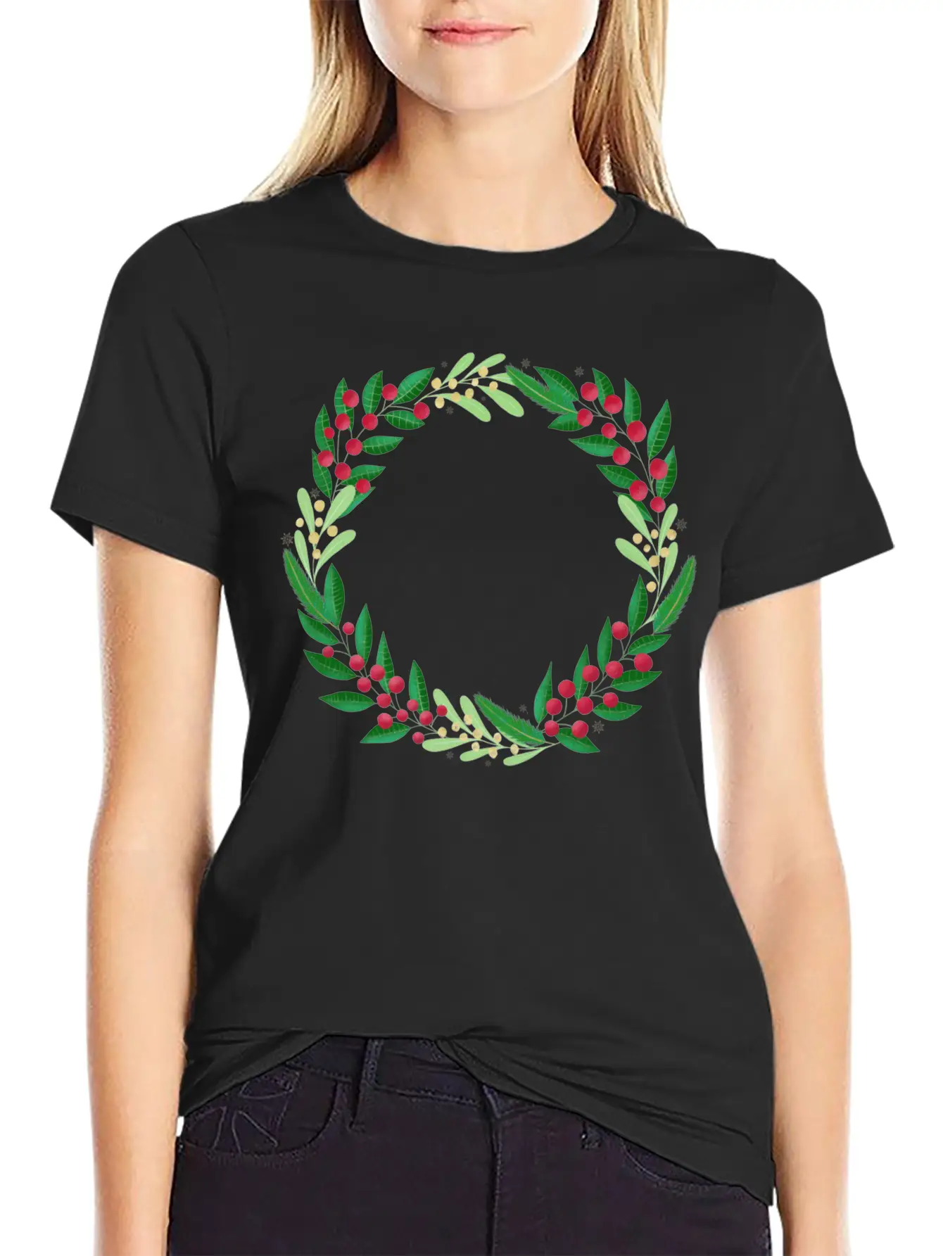 Winter Wreath Timeless Short Sleeve Tee – Comfy And Minimalist Design