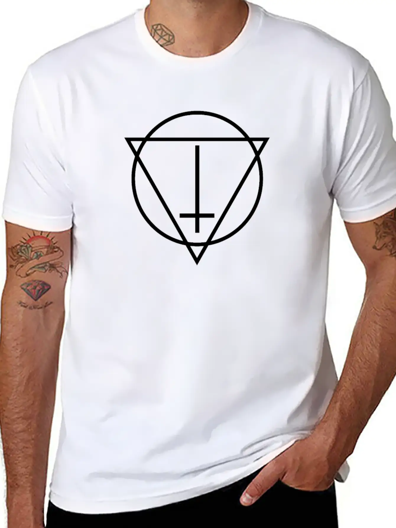 Witch House / Occult EDM Cross Casual Graphic T-Shirt – Simple And Comfortable Daily Wear