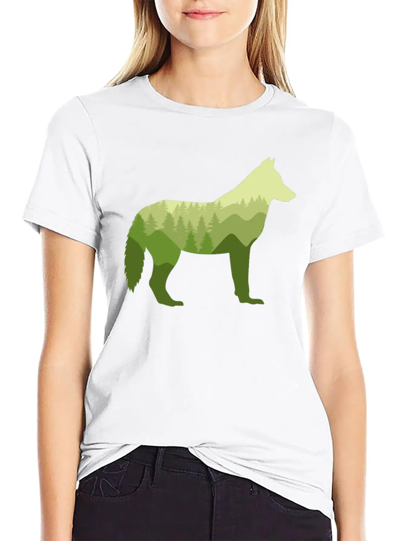 Wolf Dog Forest Nature Landscape Gift Casual Graphic T-Shirt – Simple And Comfortable Daily Wear