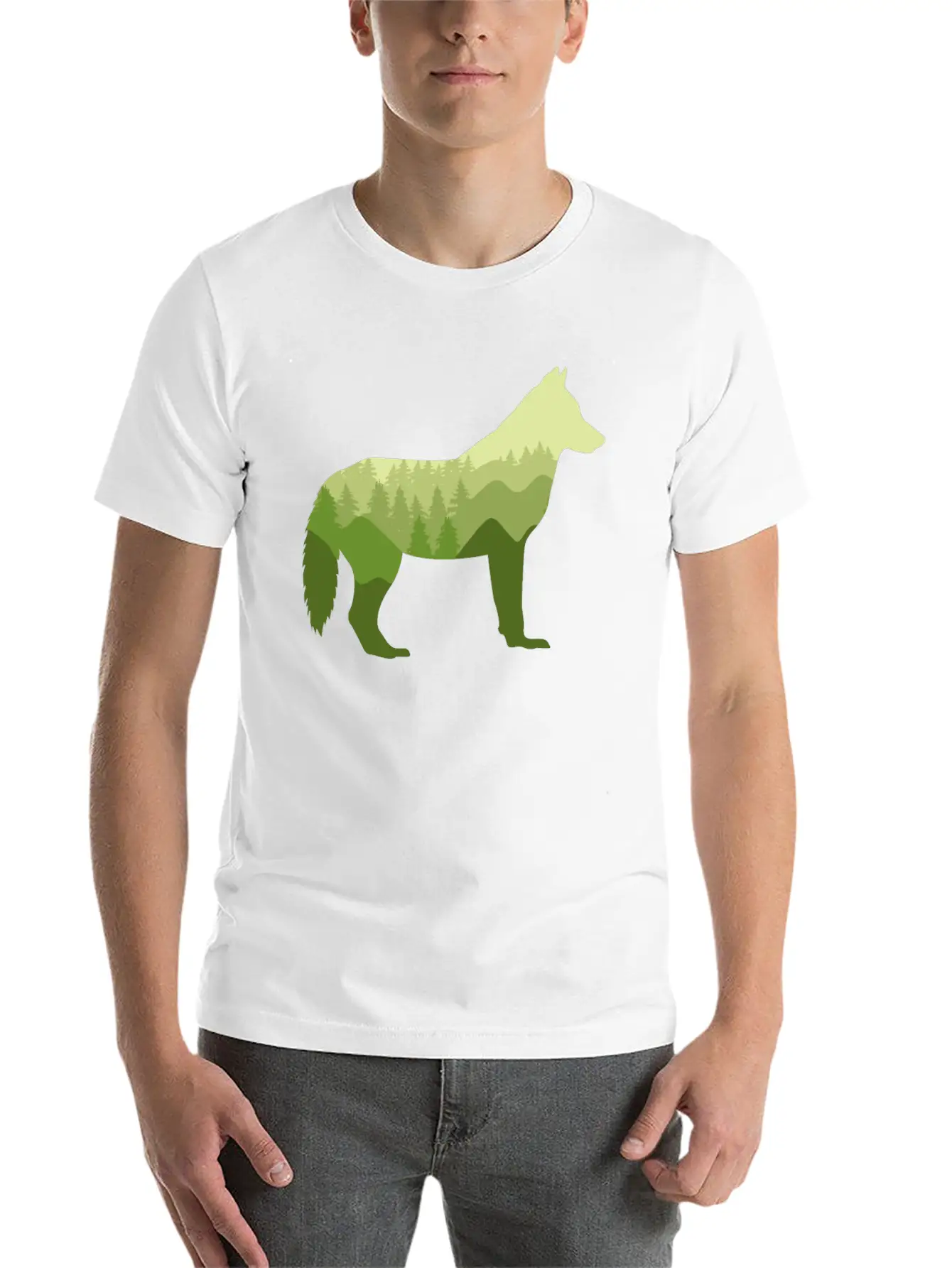 Wolf Dog Forest Nature Landscape Gift Casual Graphic T-Shirt – Simple And Comfortable Daily Wear