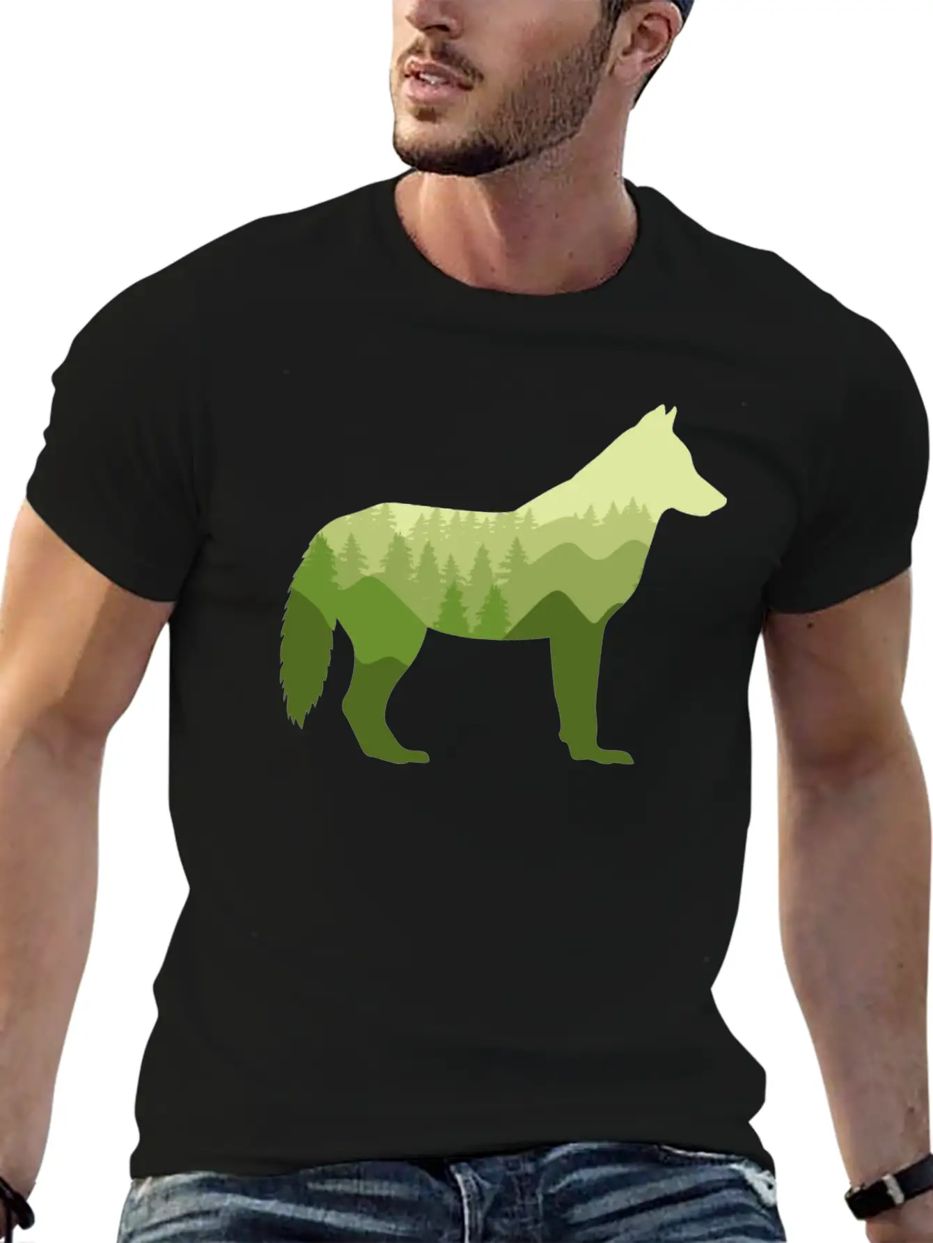 Wolf Dog Forest Nature Landscape Gift Casual Graphic T-Shirt – Simple And Comfortable Daily Wear