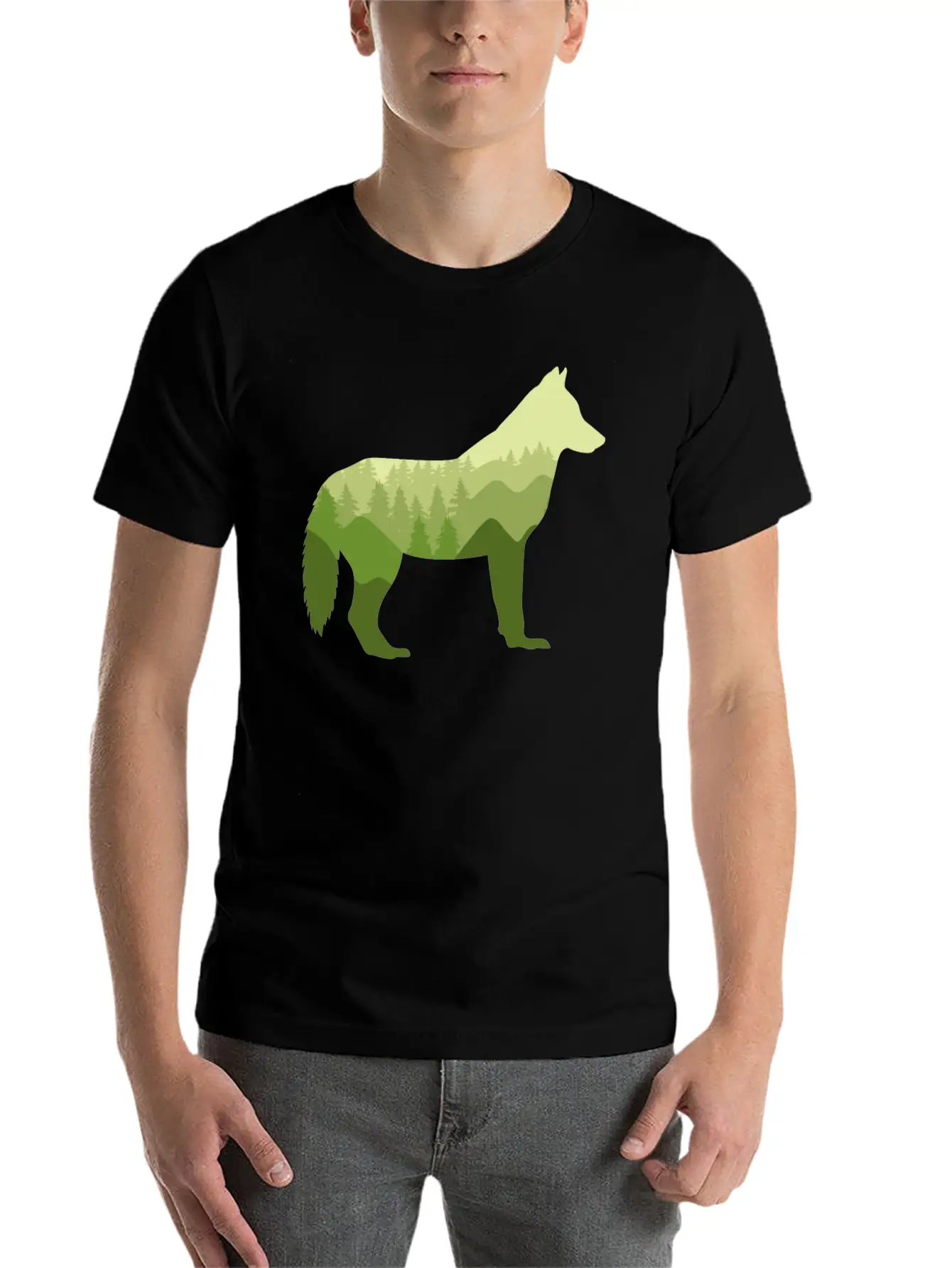 Wolf Dog Forest Nature Landscape Gift Casual Graphic T-Shirt – Simple And Comfortable Daily Wear