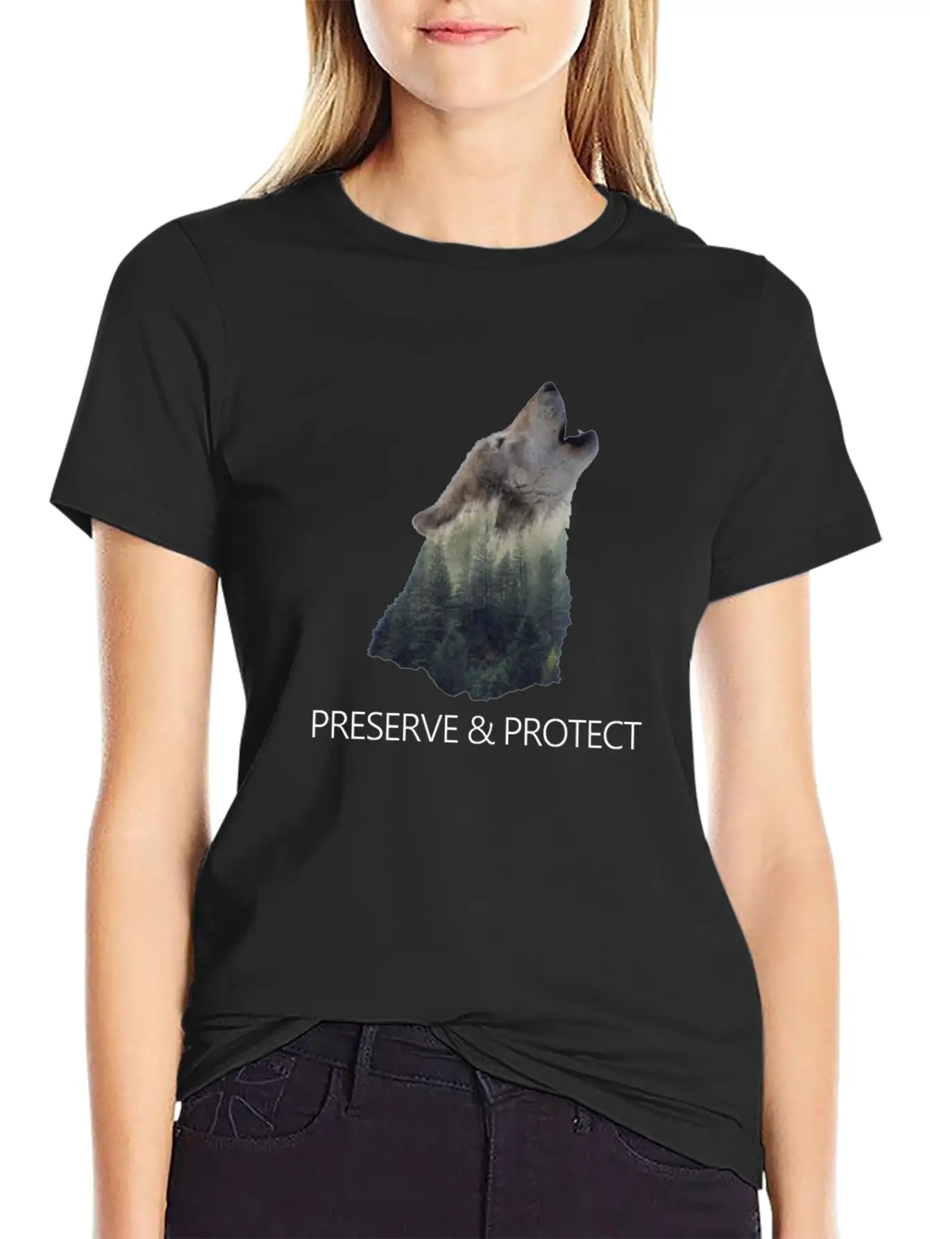 Wolfs Preserve & Protect Climate Change Environmen Casual Graphic T-Shirt – Simple And Comfortable Daily Wear