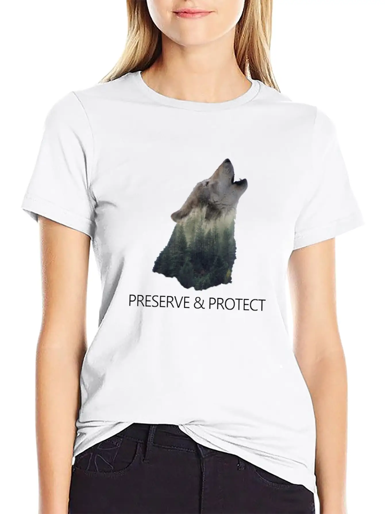 Wolfs Preserve & Protect Climate Change Environmen Casual Graphic T-Shirt – Simple And Comfortable Daily Wear