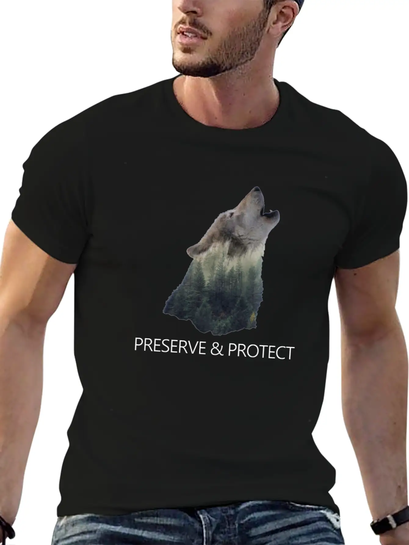 Wolfs Preserve & Protect Climate Change Environmen Casual Graphic T-Shirt – Simple And Comfortable Daily Wear