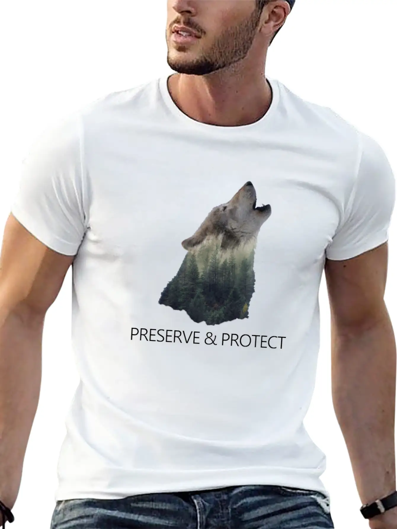 Wolfs Preserve & Protect Climate Change Environmen Casual Graphic T-Shirt – Simple And Comfortable Daily Wear