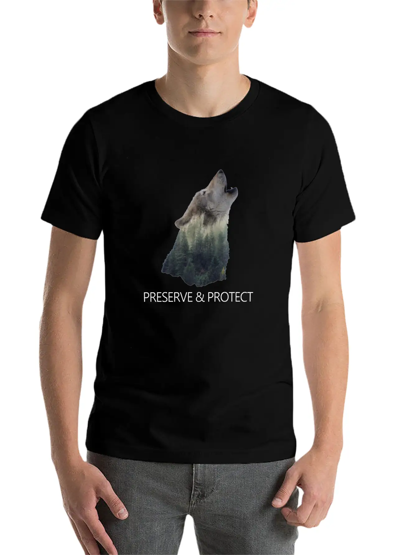 Wolfs Preserve & Protect Climate Change Environmen Casual Graphic T-Shirt – Simple And Comfortable Daily Wear