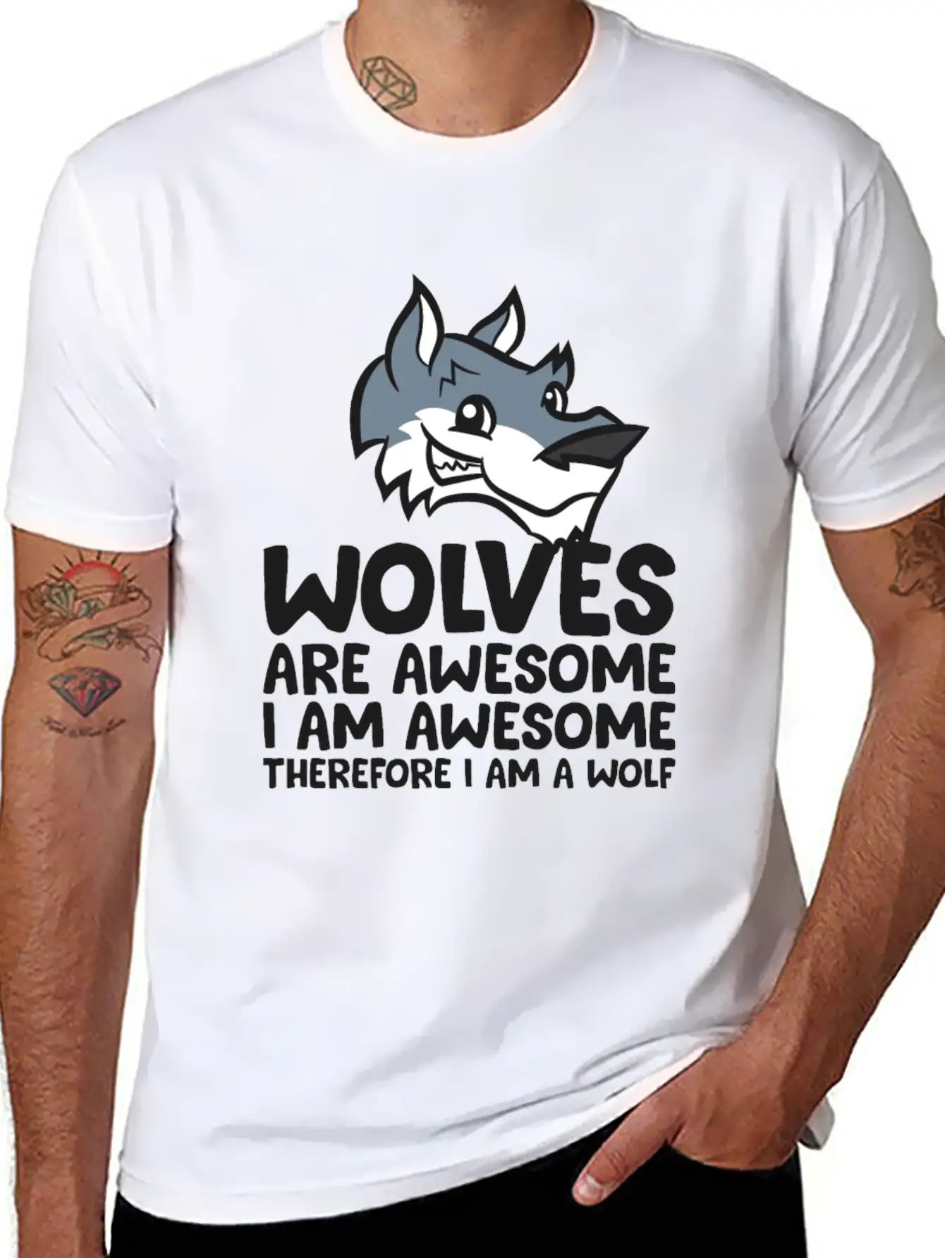 Wolves Are Awesome. I'm Awesome Therefore I'm A Casual Graphic T-Shirt – Simple And Comfortable Daily Wear