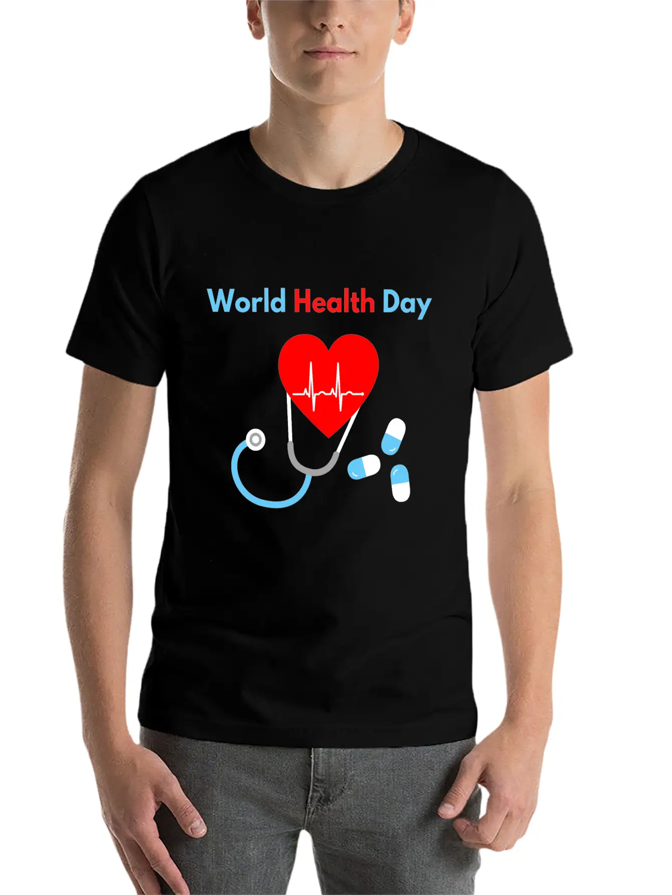 World Health Day Casual Graphic T-Shirt – Simple And Comfortable Daily Wear