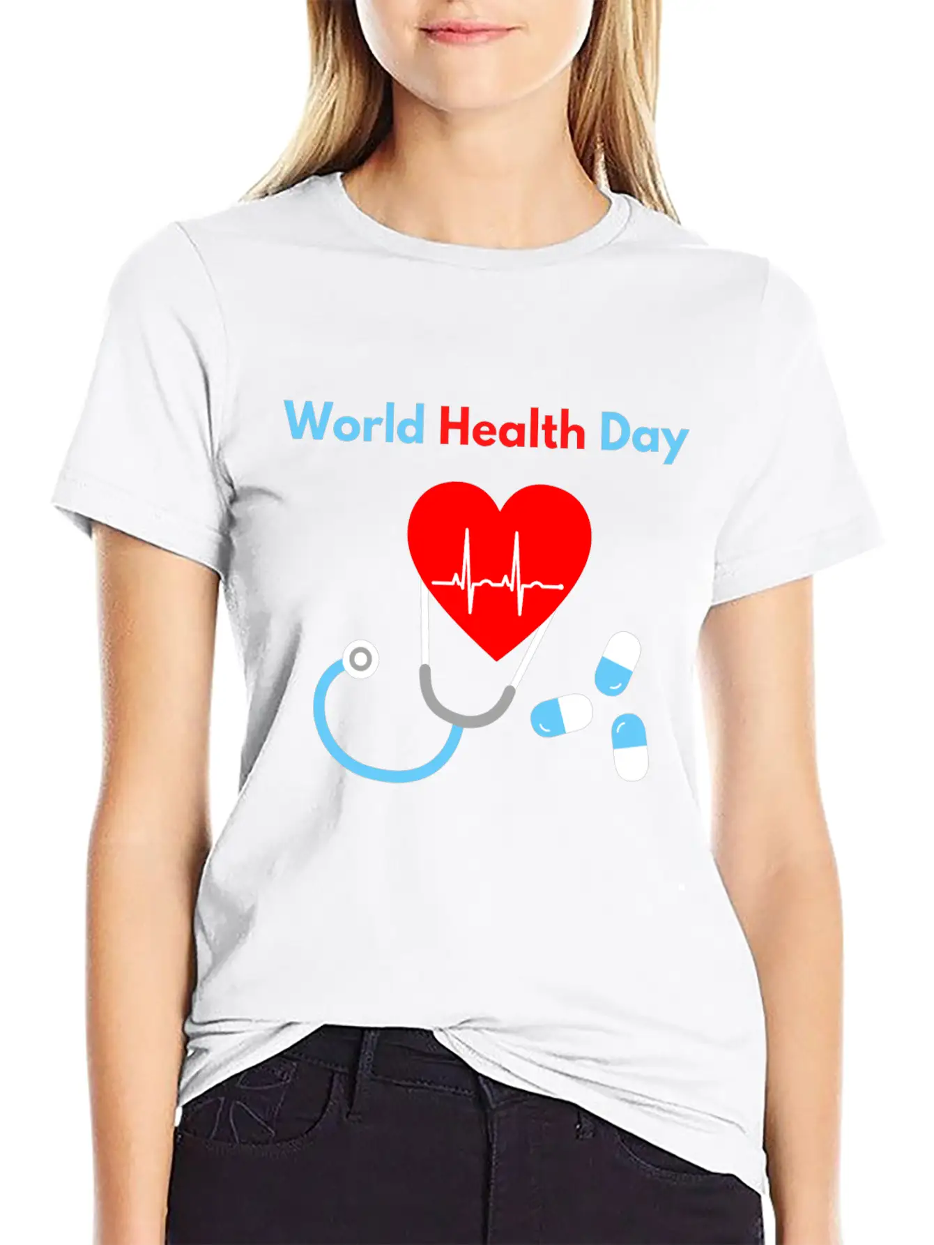 World Health Day Casual Graphic T-Shirt – Simple And Comfortable Daily Wear