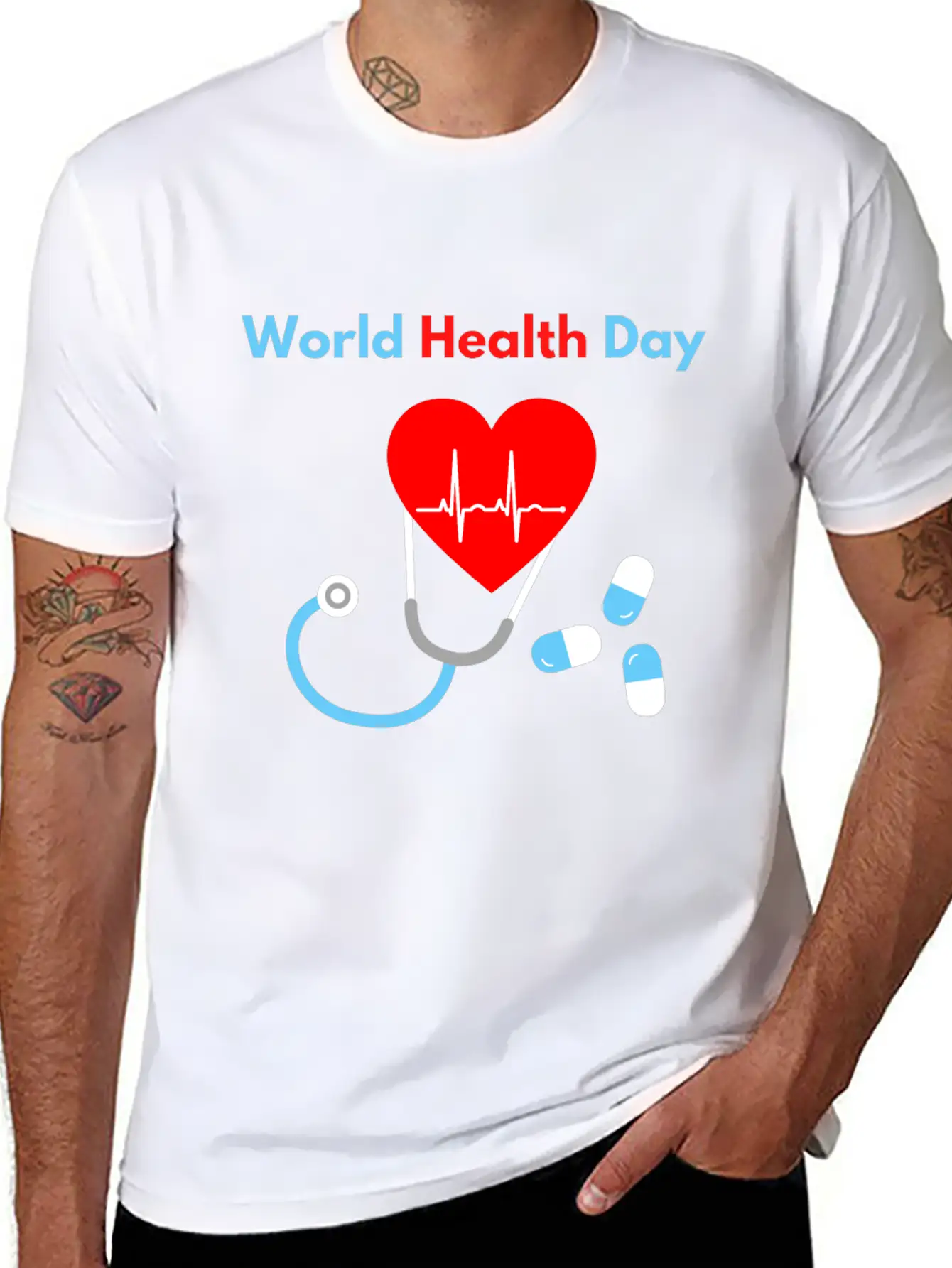 World Health Day Casual Graphic T-Shirt – Simple And Comfortable Daily Wear