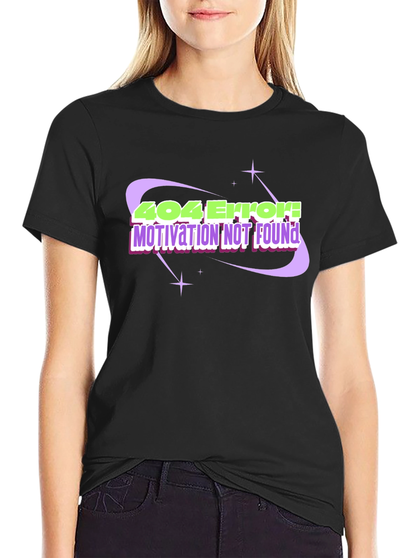 404 Error! Motivation Not Found Black T-Shirt