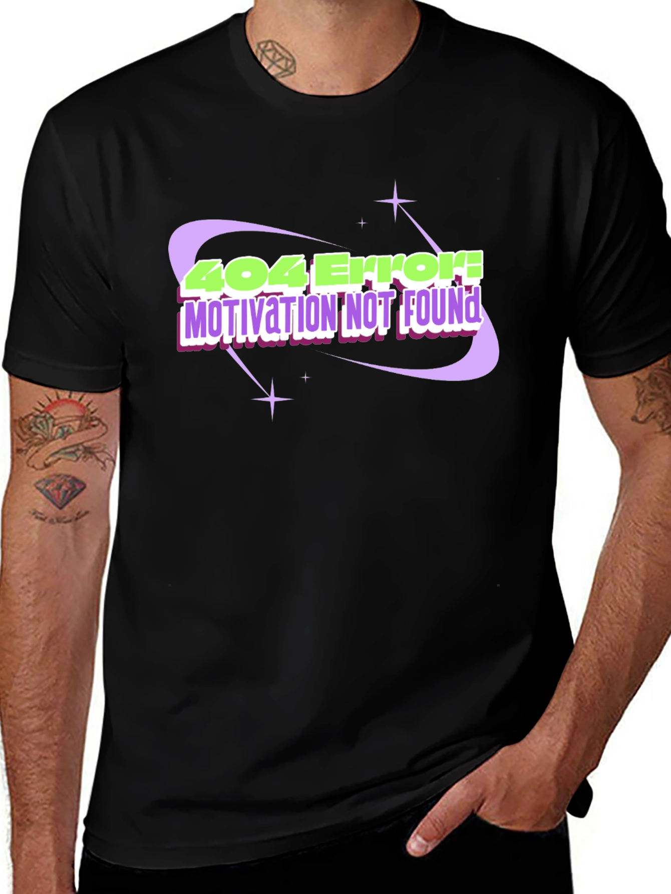 404 Error! Motivation Not Found Black T-Shirt