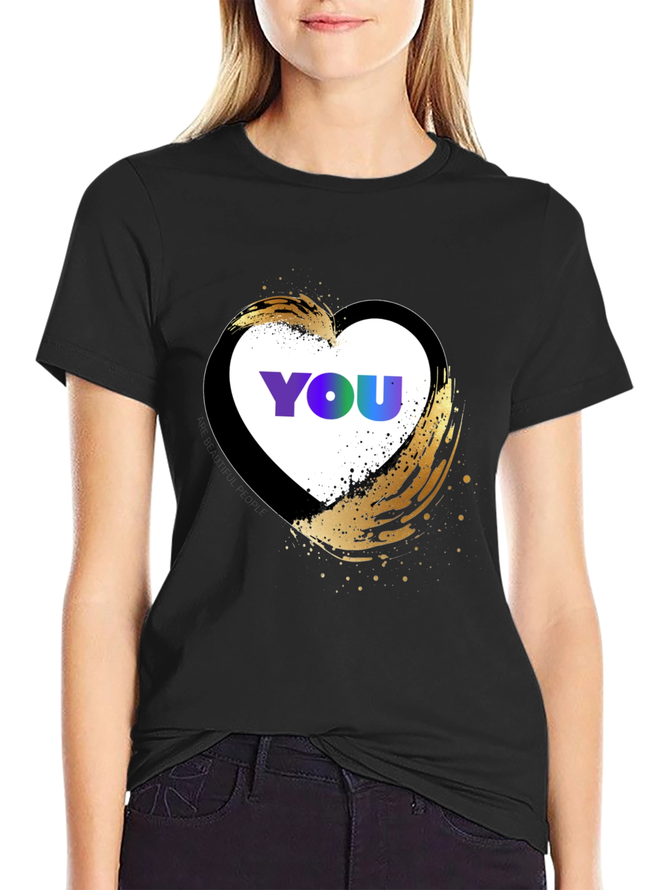 YOU Heart Graphic T-Shirt - Trendy Casual Top