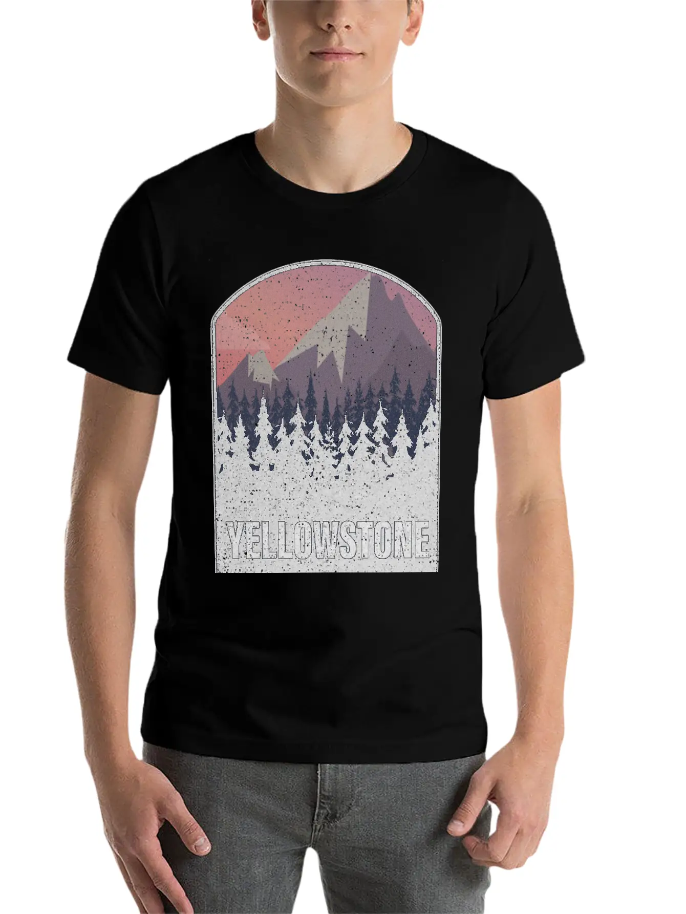 Yellowstone National Park Utah Forest Mountains Casual Graphic T-Shirt – Simple And Comfortable Daily Wear