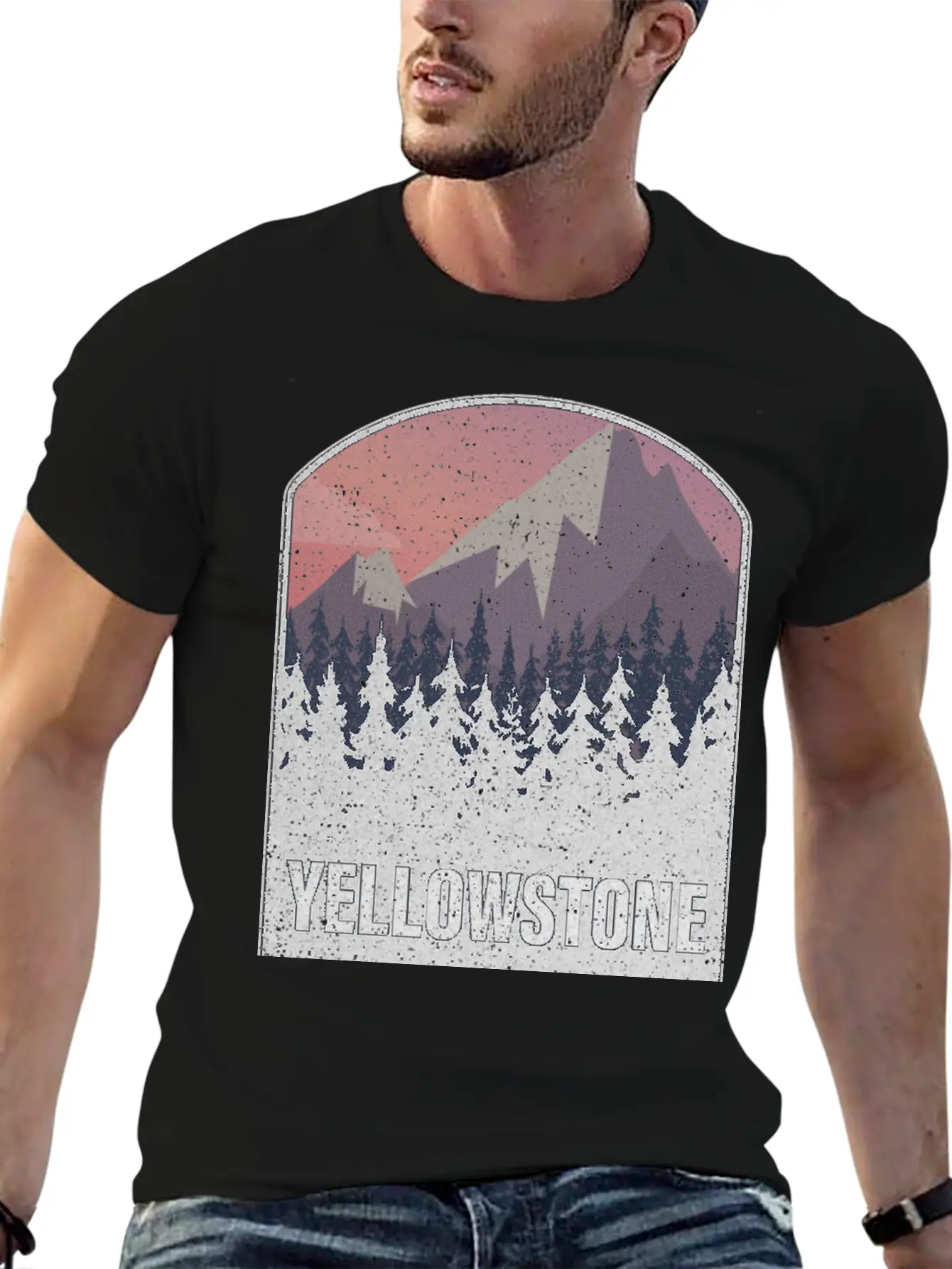 Yellowstone National Park Utah Forest Mountains Casual Graphic T-Shirt – Simple And Comfortable Daily Wear