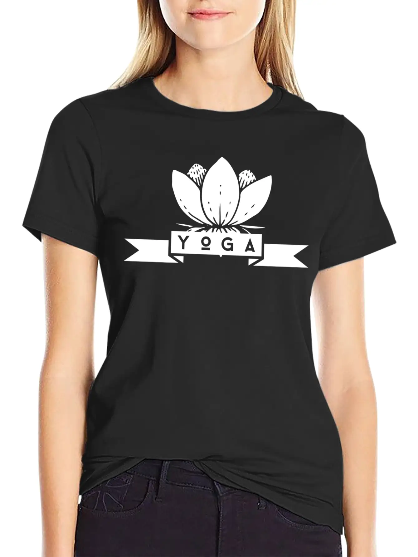 Yoga Flower White Timeless Short Sleeve Tee – Comfy And Minimalist Design