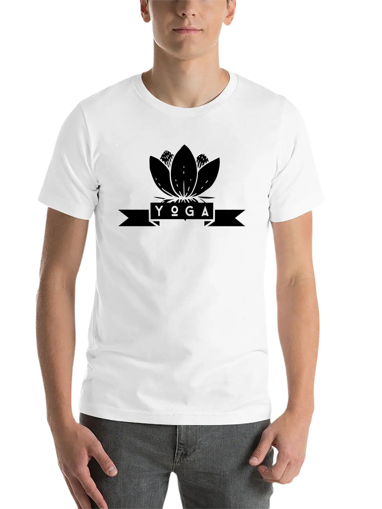 Yoga Flower White Timeless Short Sleeve Tee – Comfy And Minimalist Design