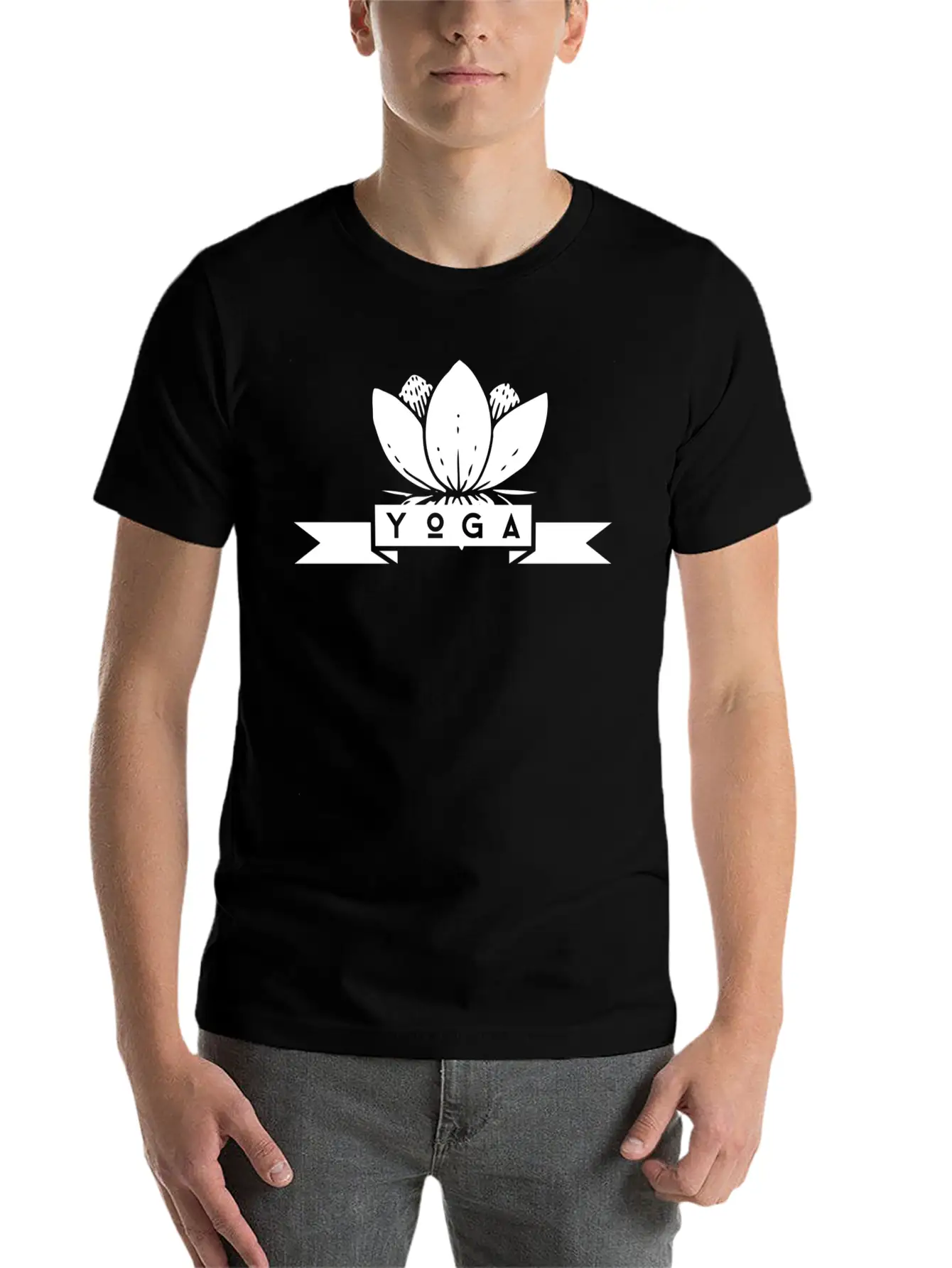 Yoga Flower White Timeless Short Sleeve Tee – Comfy And Minimalist Design