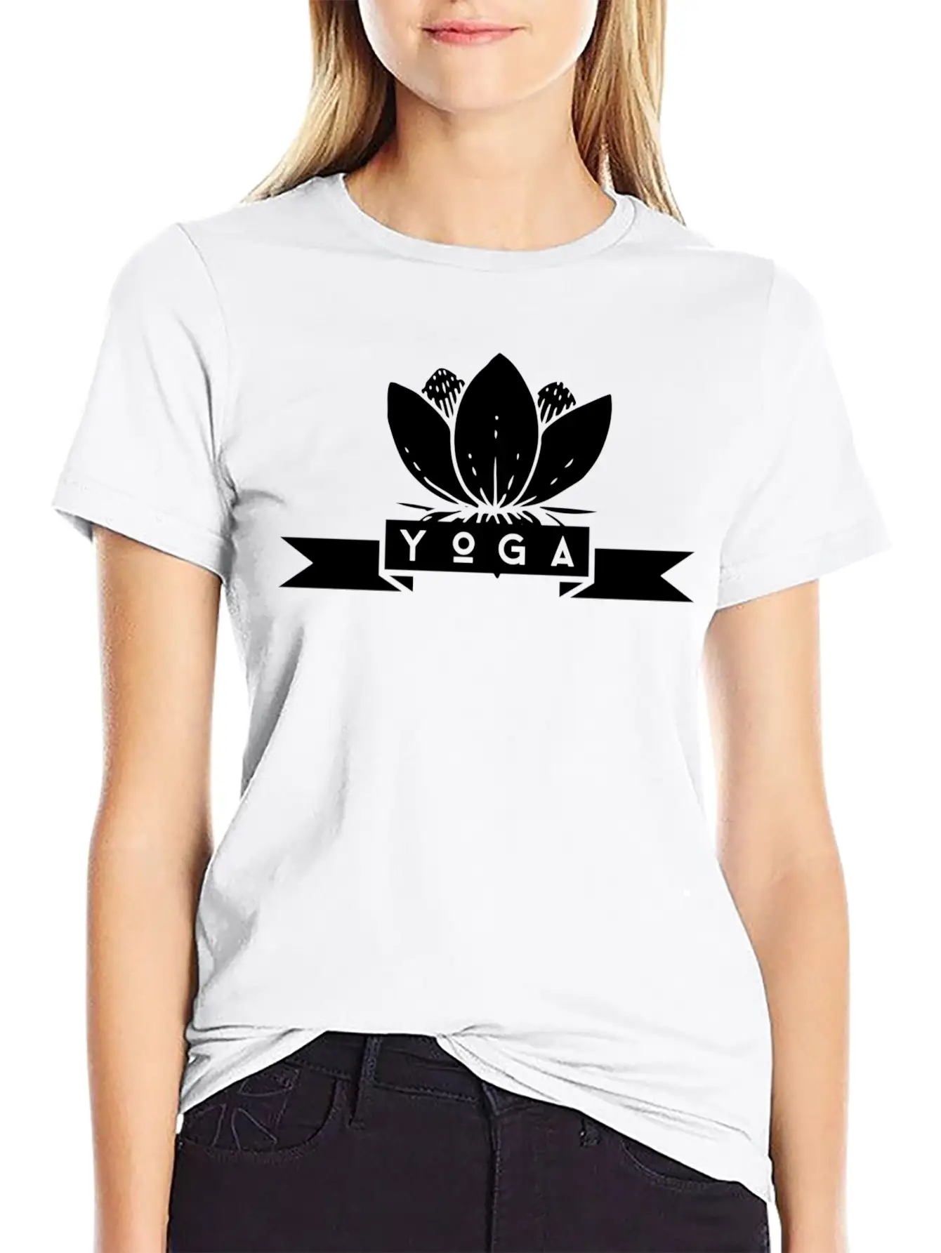 Yoga Flower White Timeless Short Sleeve Tee – Comfy And Minimalist Design
