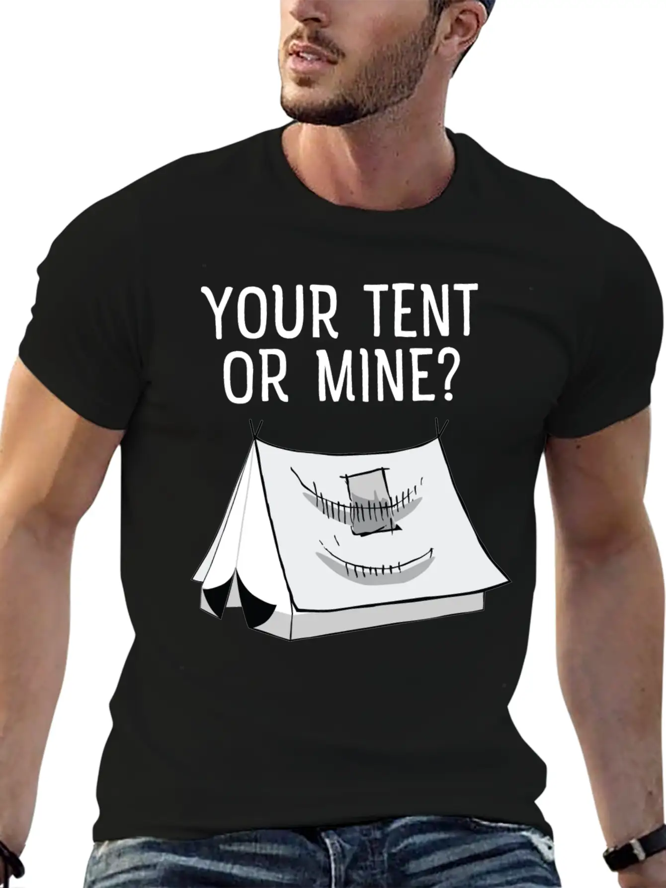 Your Tent Or Mine? Cool Festival Design? Casual Graphic T-Shirt – Simple And Comfortable Daily Wear