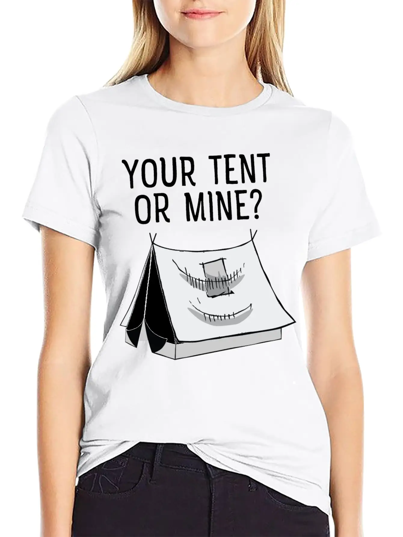 Your Tent Or Mine? Cool Festival Design? Casual Graphic T-Shirt – Simple And Comfortable Daily Wear