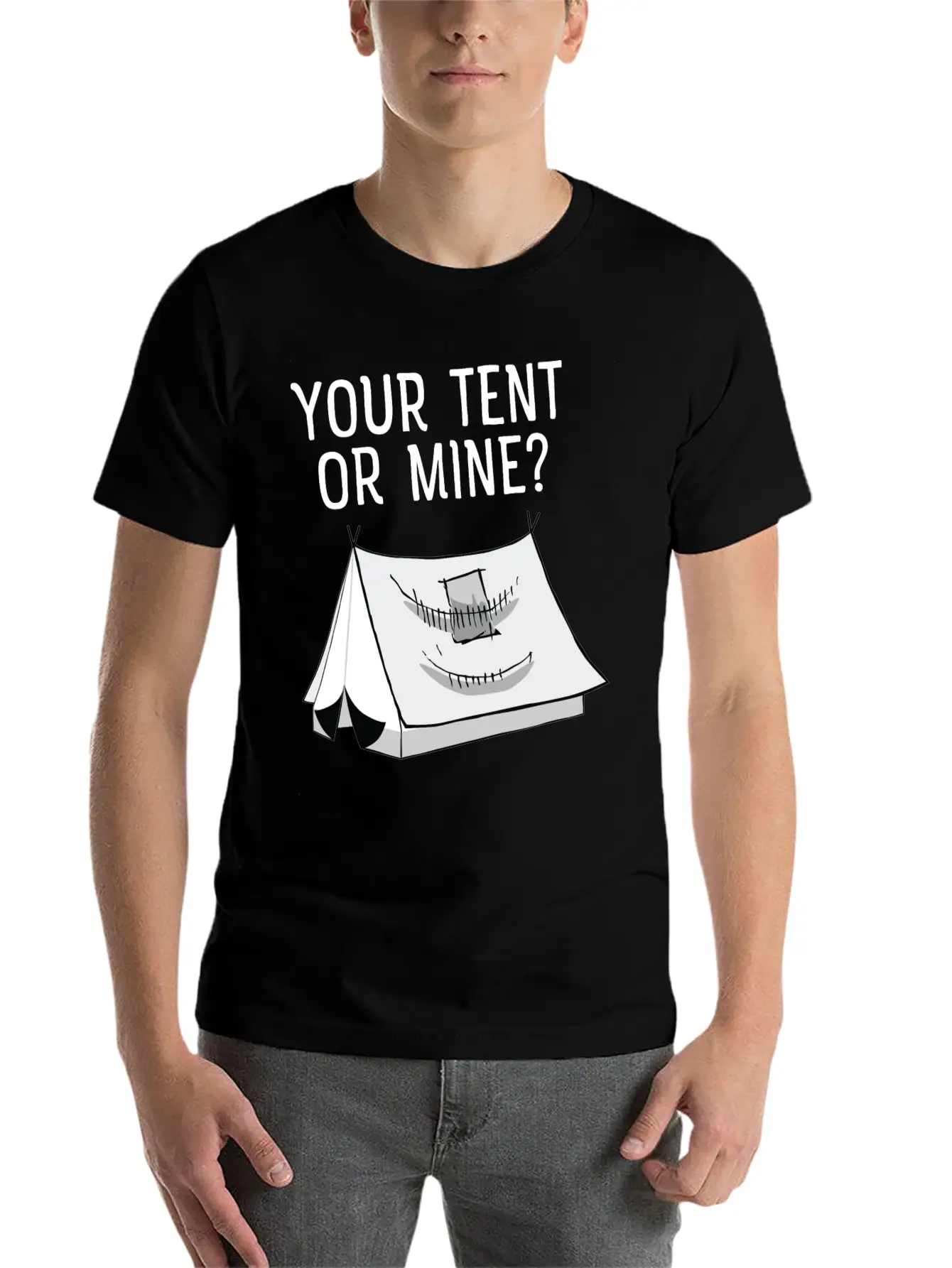 Your Tent Or Mine? Cool Festival Design? Casual Graphic T-Shirt – Simple And Comfortable Daily Wear
