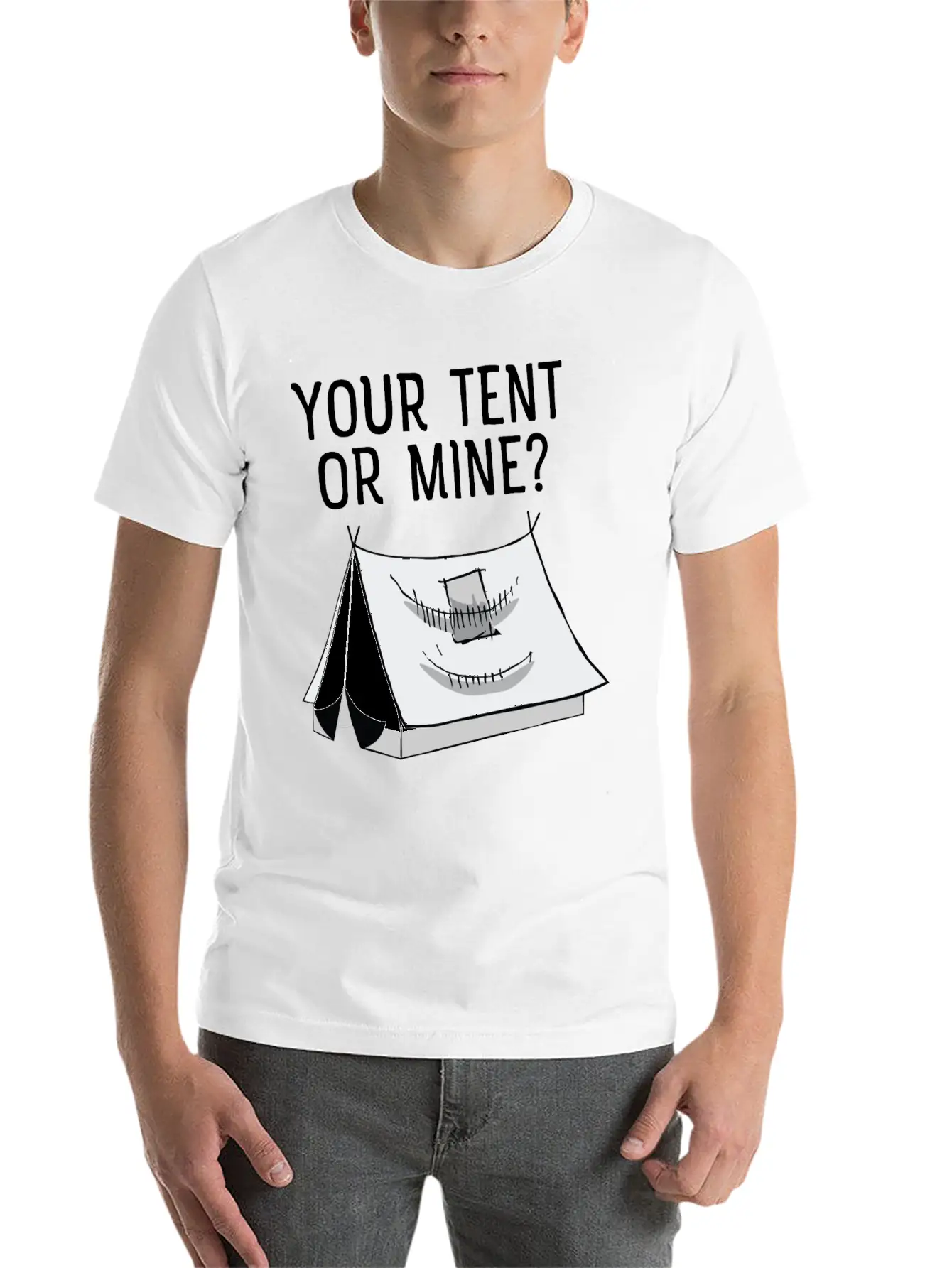Your Tent Or Mine? Cool Festival Design? Casual Graphic T-Shirt – Simple And Comfortable Daily Wear