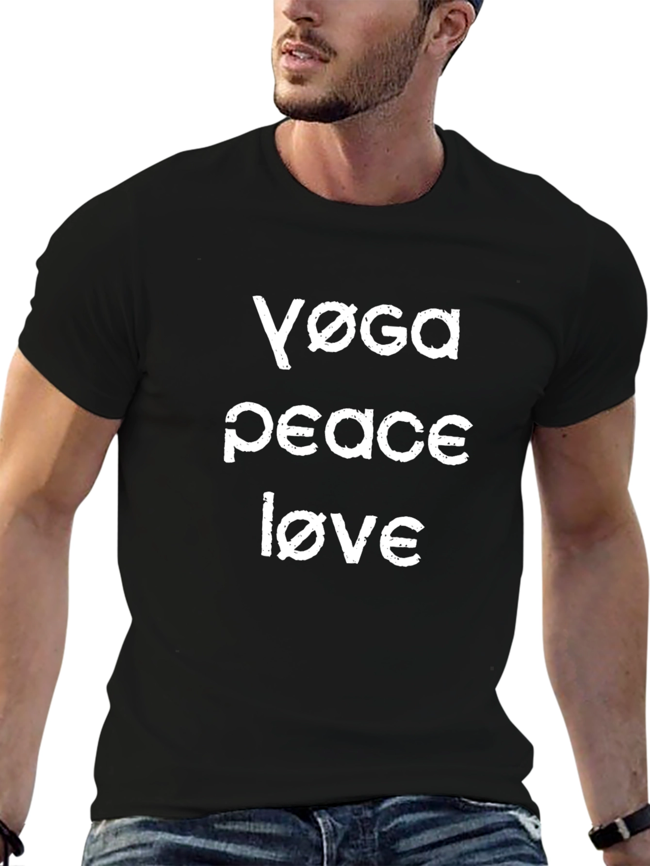 Yoga Peace Love T-Shirt - Casual Black Tee