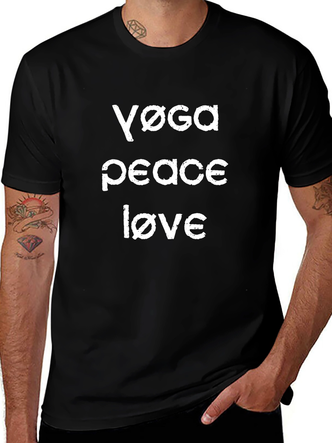 Yoga Peace Love T-Shirt - Casual Black Tee