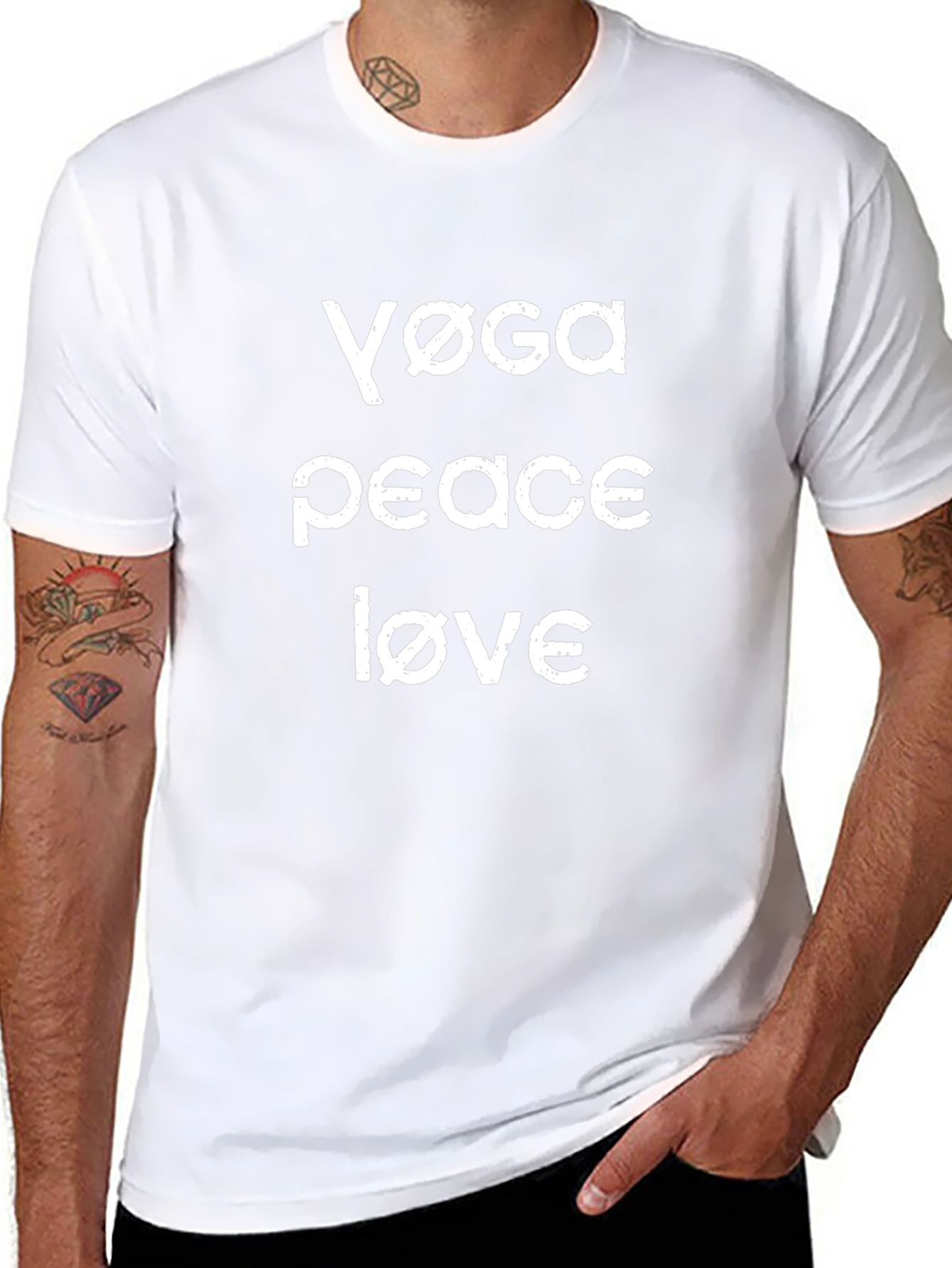 Yoga Peace Love T-Shirt - Casual Black Tee