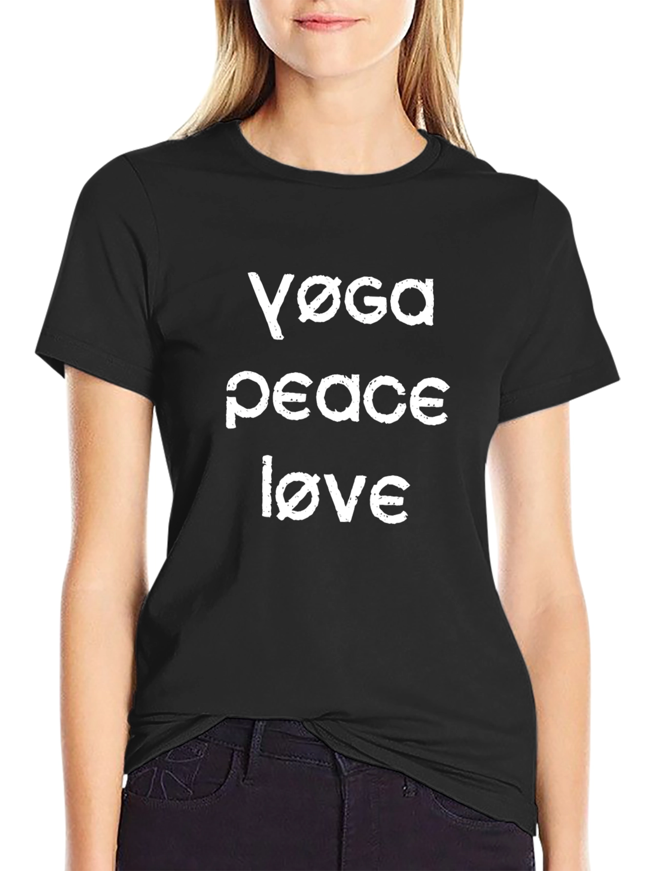 Yoga Peace Love T-Shirt - Casual Black Tee