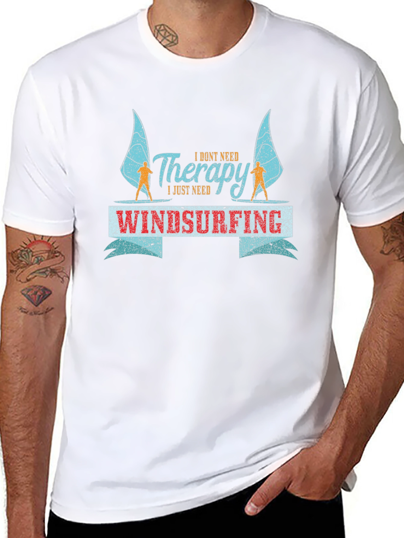 Windsurfing Therapy Tee - Black Graphic T-Shirt