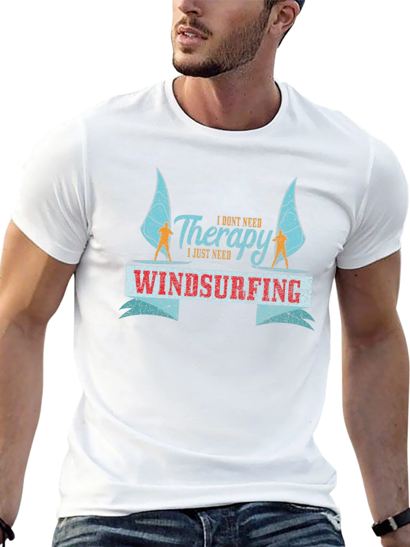 Windsurfing Therapy Tee - Black Graphic T-Shirt