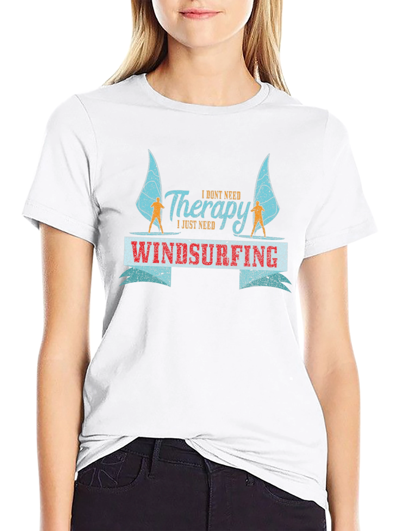 Windsurfing Therapy Tee - Black Graphic T-Shirt