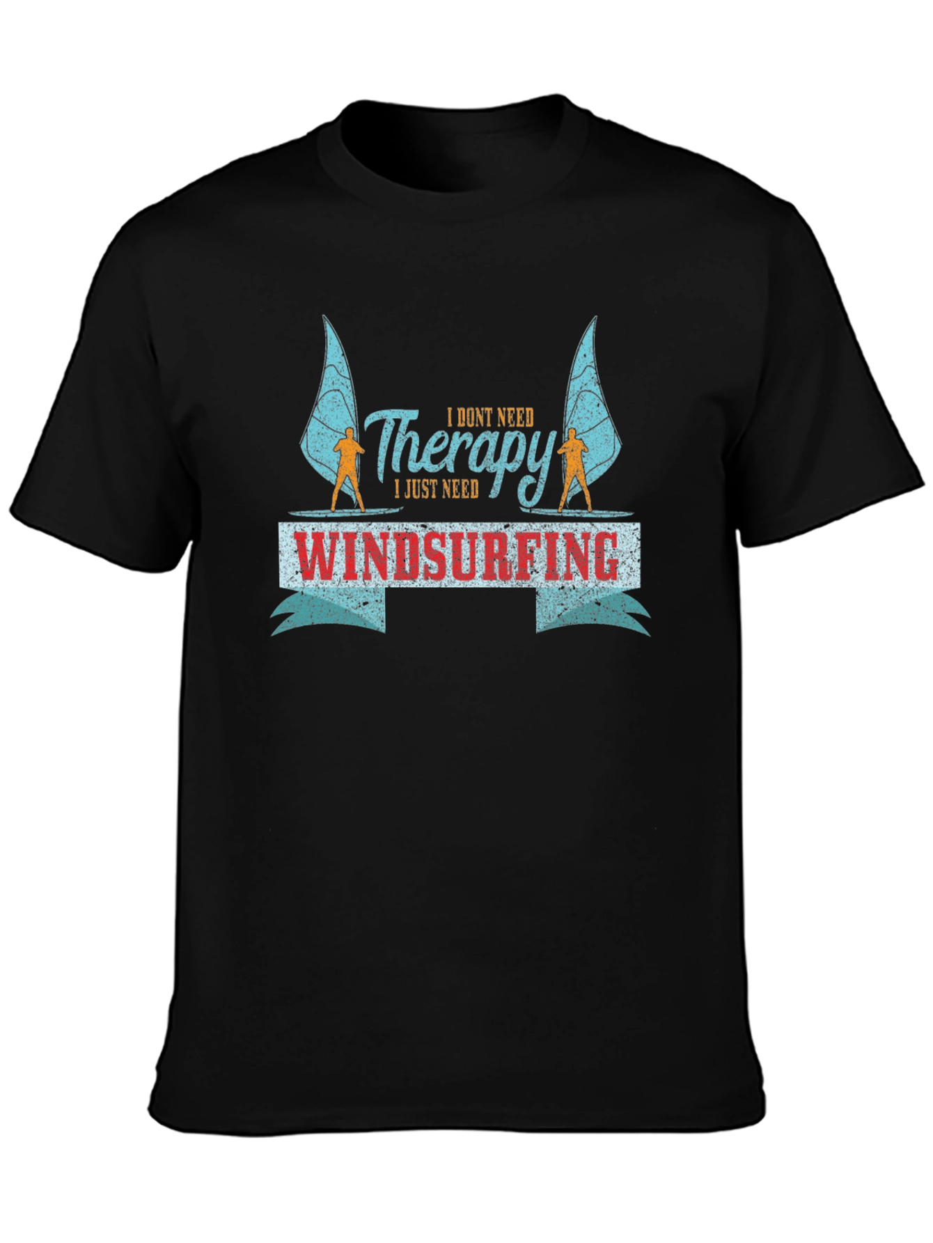 Windsurfing Therapy Tee - Black Graphic T-Shirt