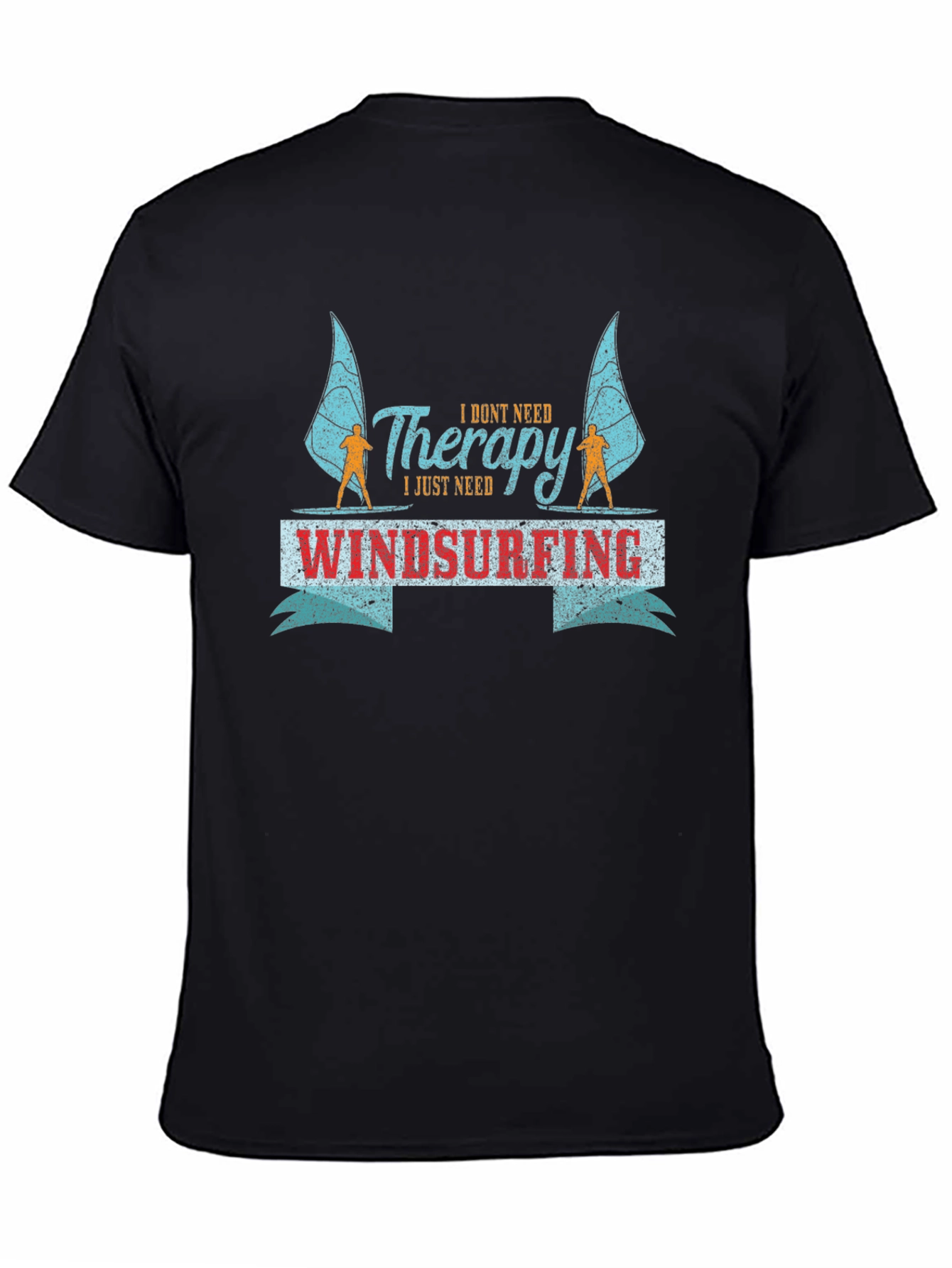 Windsurfing Therapy Tee - Black Graphic T-Shirt