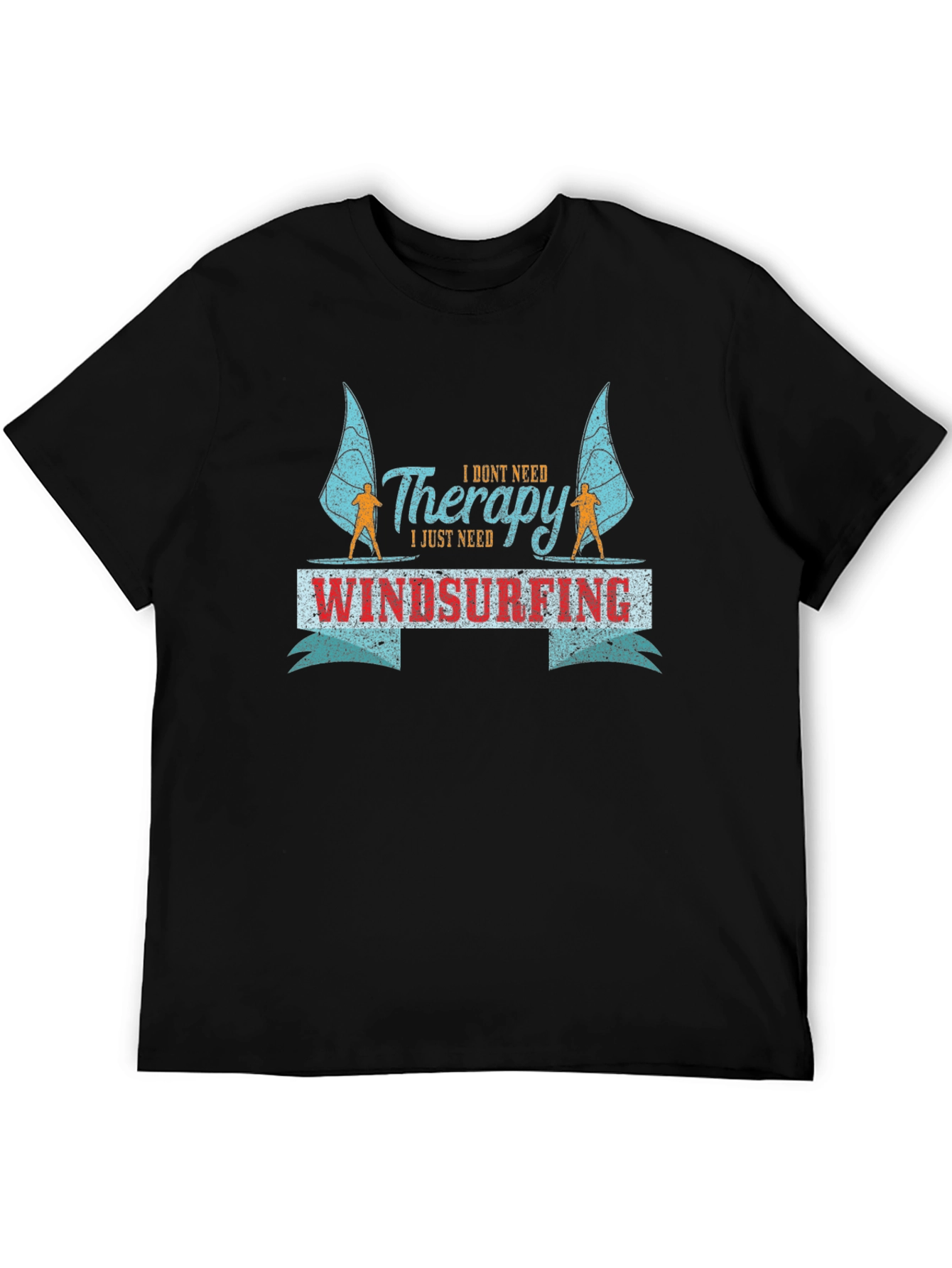 Windsurfing Therapy Tee - Black Graphic T-Shirt