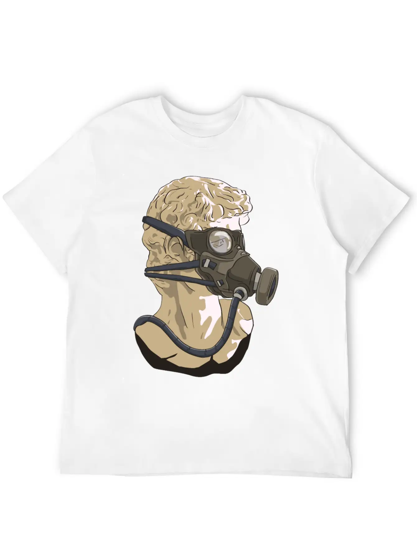 Zombiecore Aesthetic David Head Statue Mask Timeless Short Sleeve Tee – Comfy And Minimalist Design