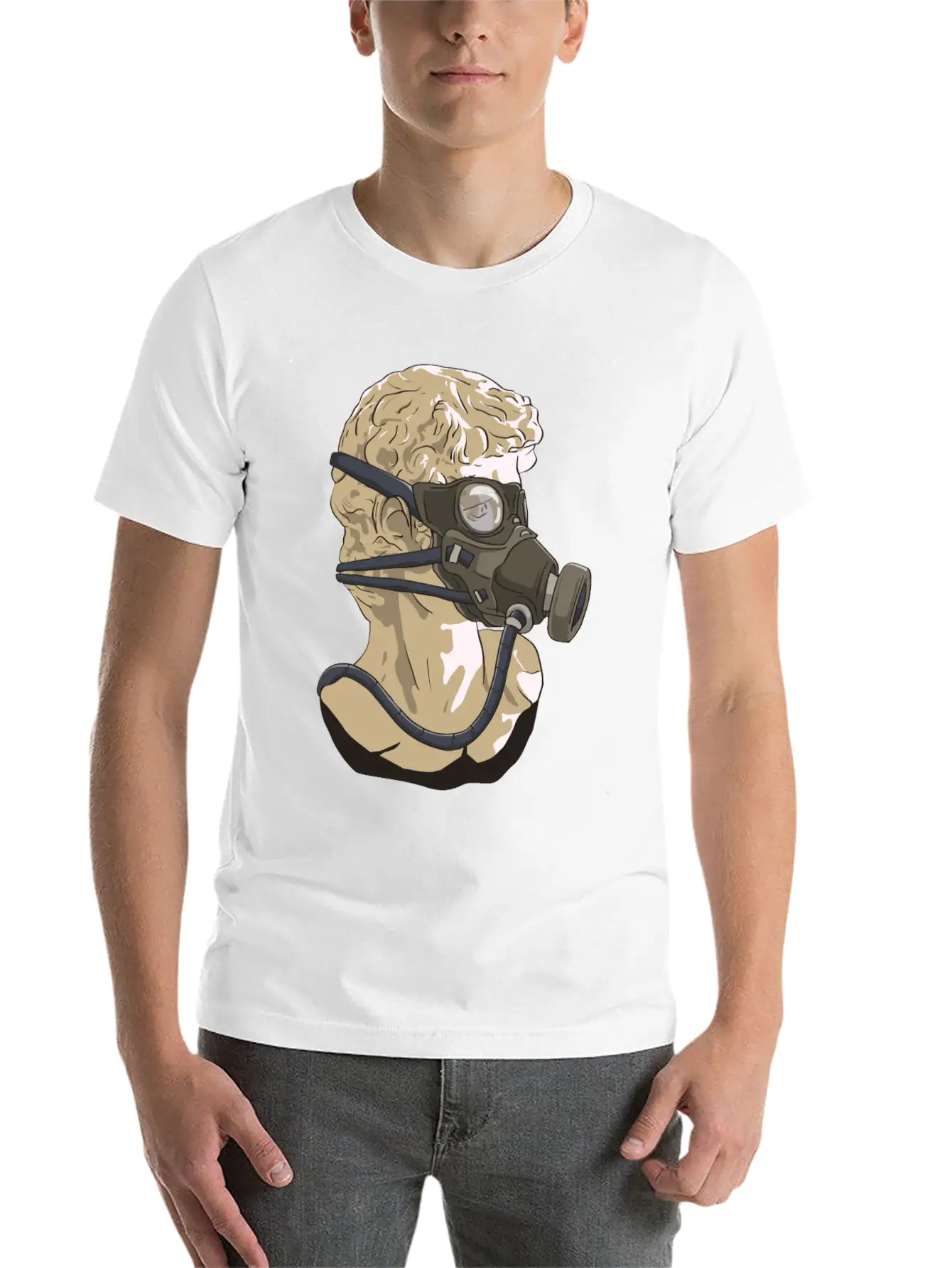 Zombiecore Aesthetic David Head Statue Mask Timeless Short Sleeve Tee – Comfy And Minimalist Design