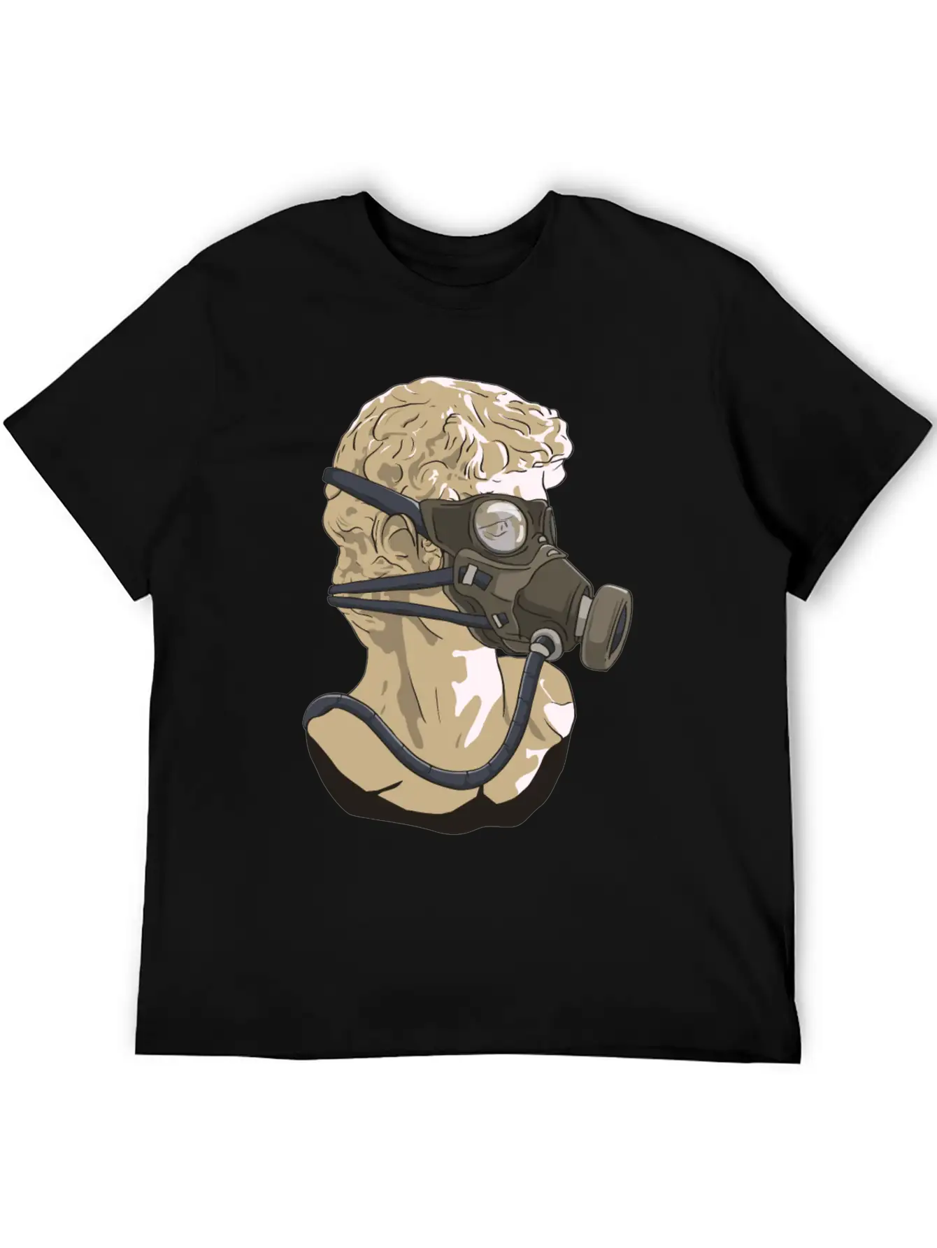 Zombiecore Aesthetic David Head Statue Mask Timeless Short Sleeve Tee – Comfy And Minimalist Design