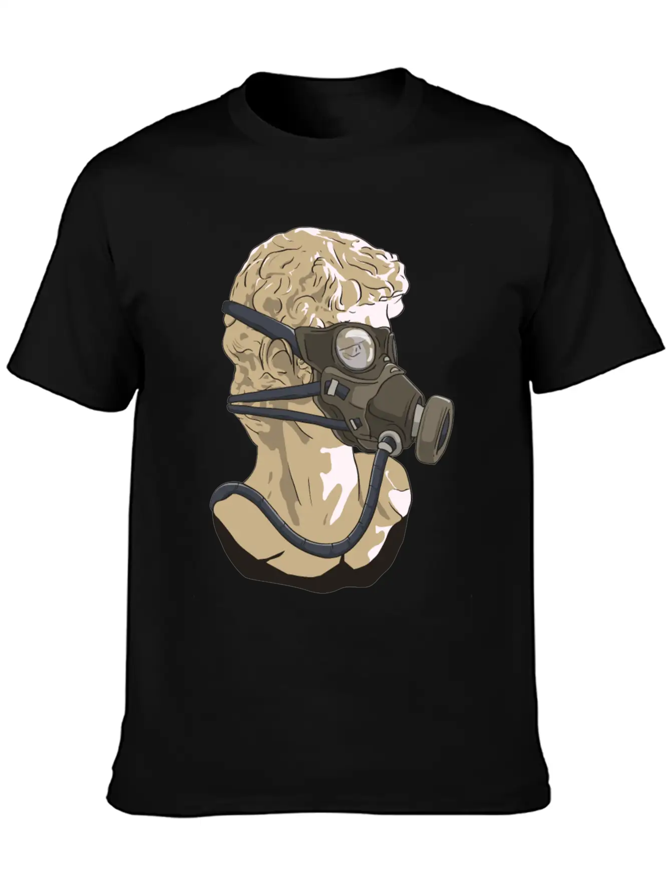 Zombiecore Aesthetic David Head Statue Mask Timeless Short Sleeve Tee – Comfy And Minimalist Design