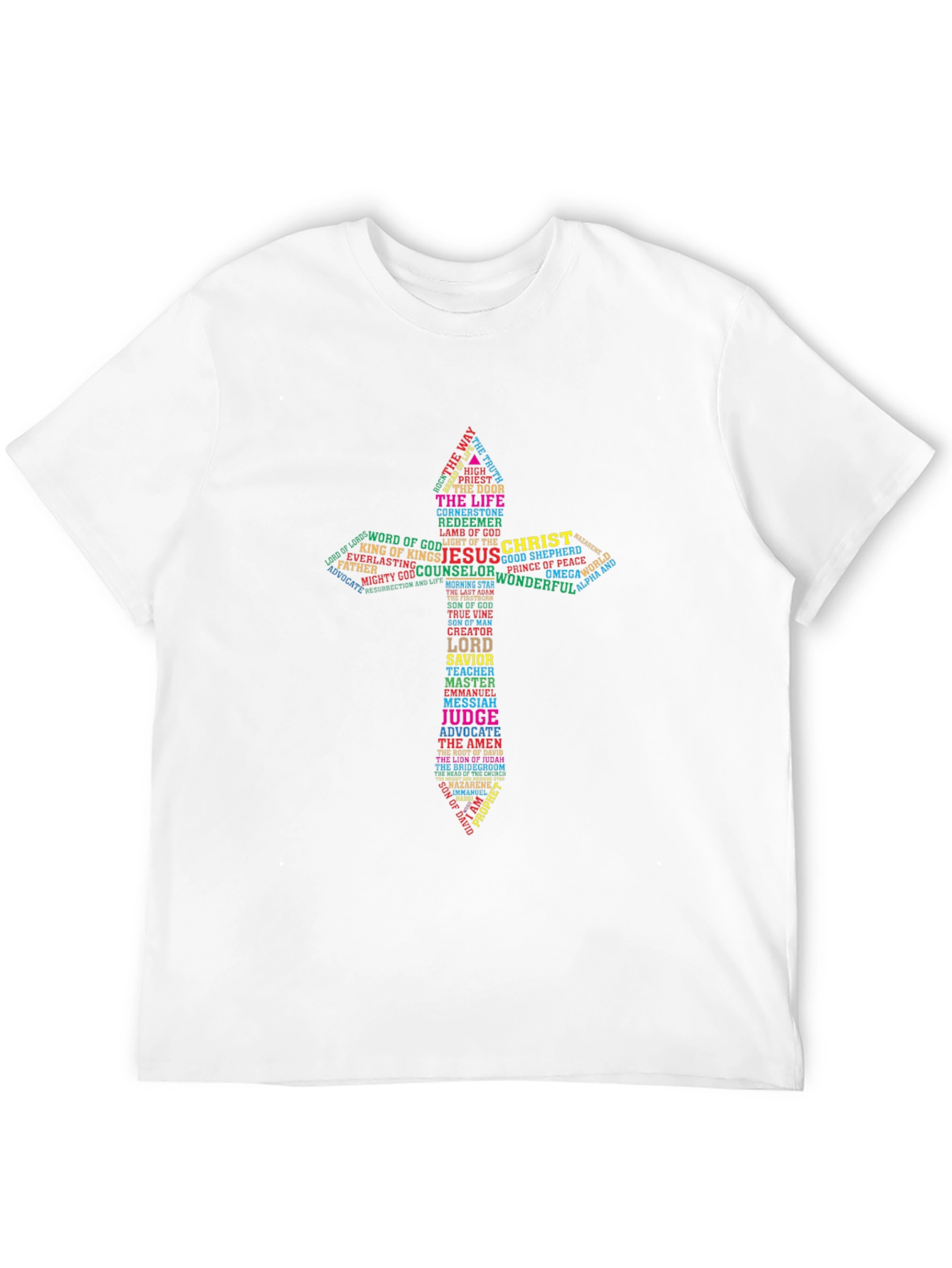 Word Art Cross Graphic Print Mens T-Shirt