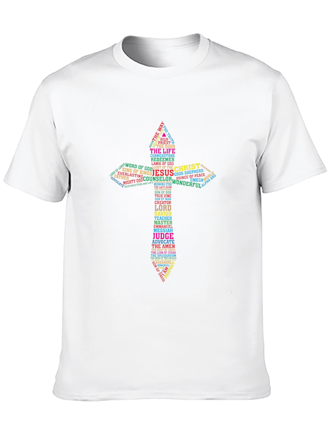 Word Art Cross Graphic Print Mens T-Shirt